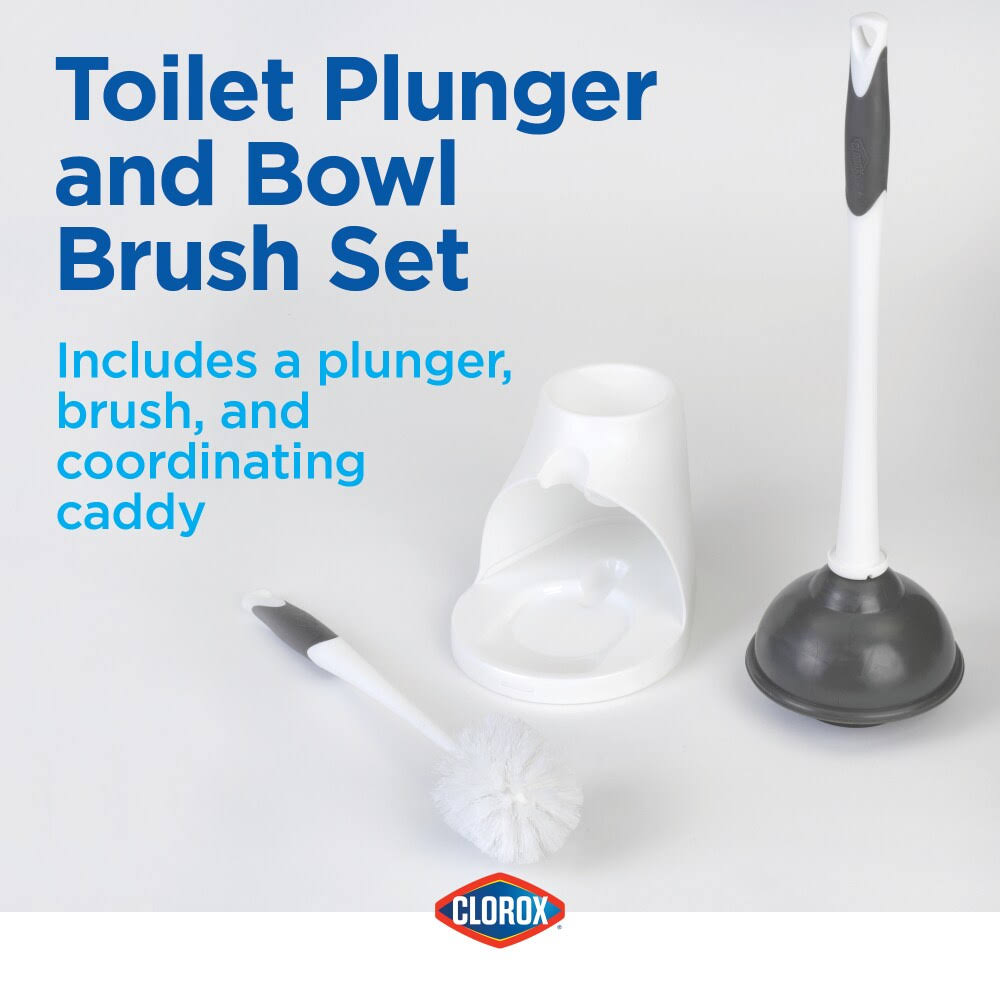 Clorox Toilet Plunger & Brush, with Carry Caddy