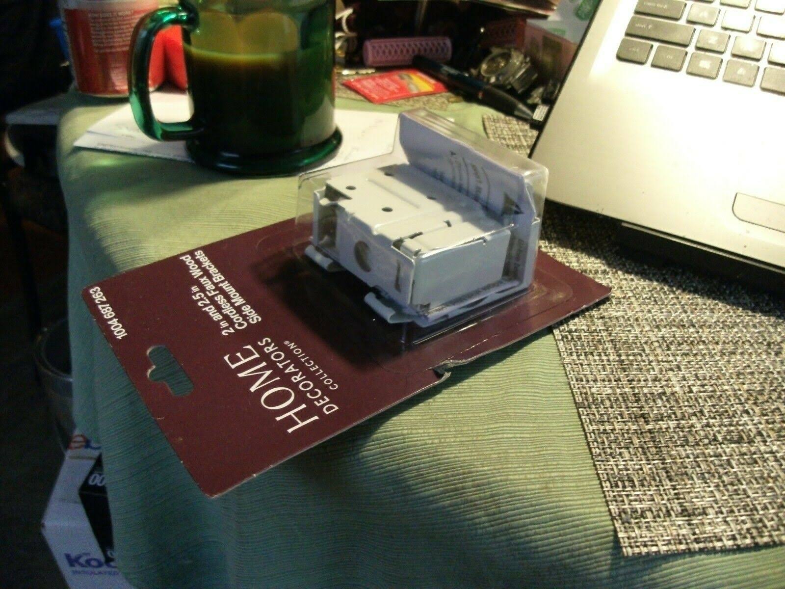 Home Decorators Collection 10793478577484 2 in. and 2.5 in. Cordless Faux Wood Side Mounting Bracket Set in White