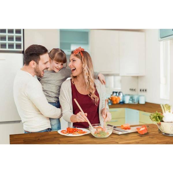 Interbuild 6.2 ft. L x 40 in. D, Acacia Butcher Block Island Countertop in Golden Teak with Square Edge