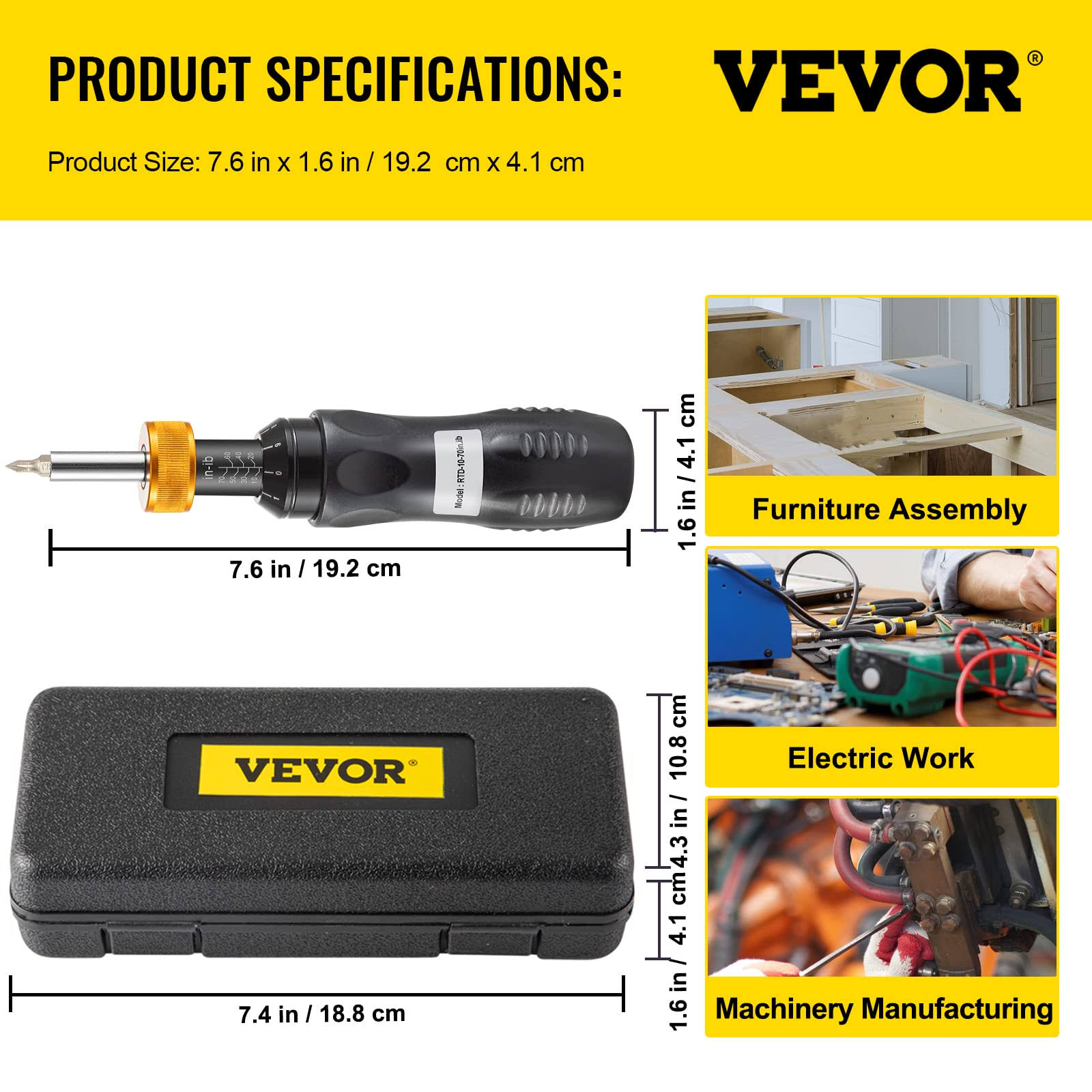 VEVOR Torque Screwdriver 1/4