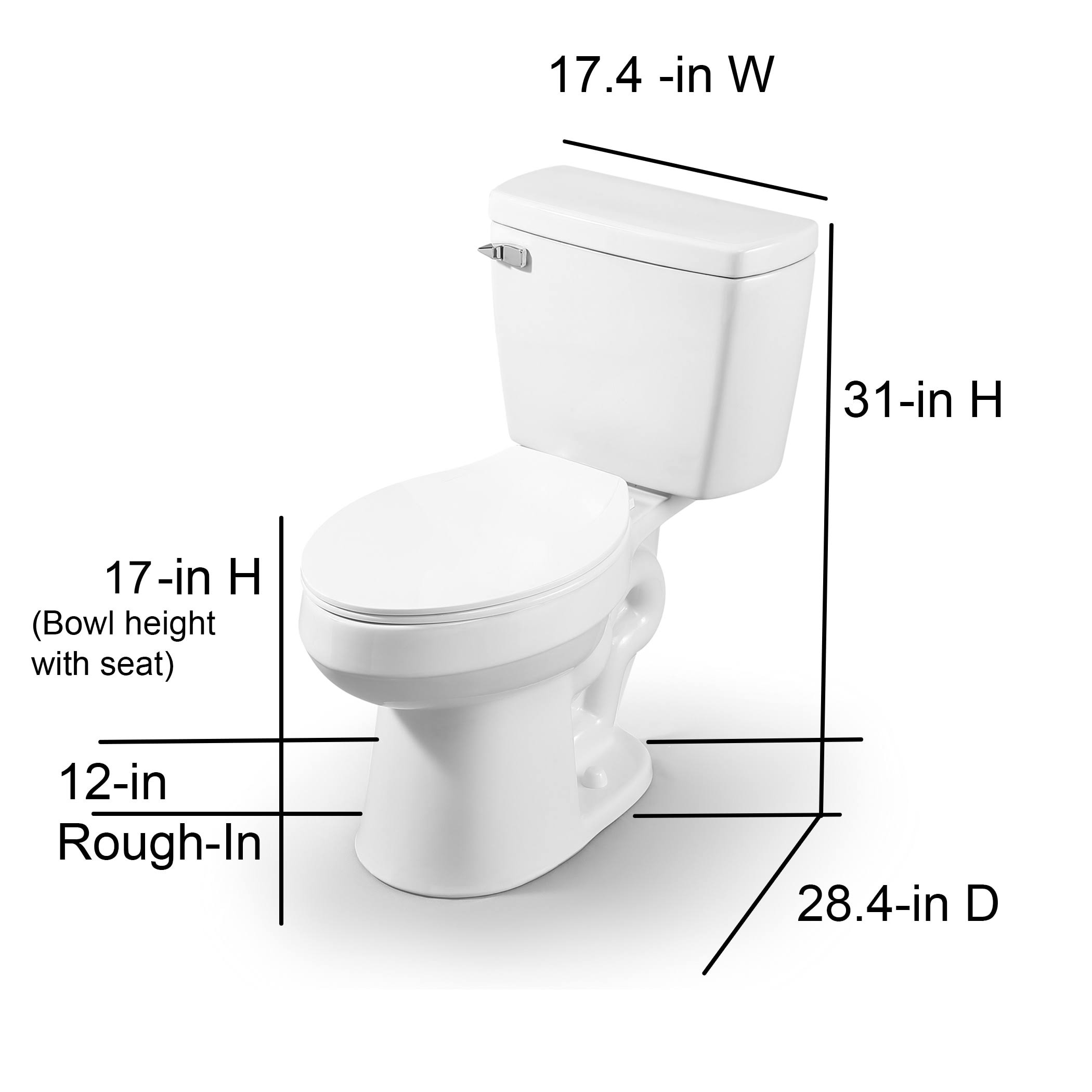 Project Source Pro-Flush White Elongated Chair Height 2-Piece WaterSense Toilet 12-in Rough-In Size (ADA Compliant)
