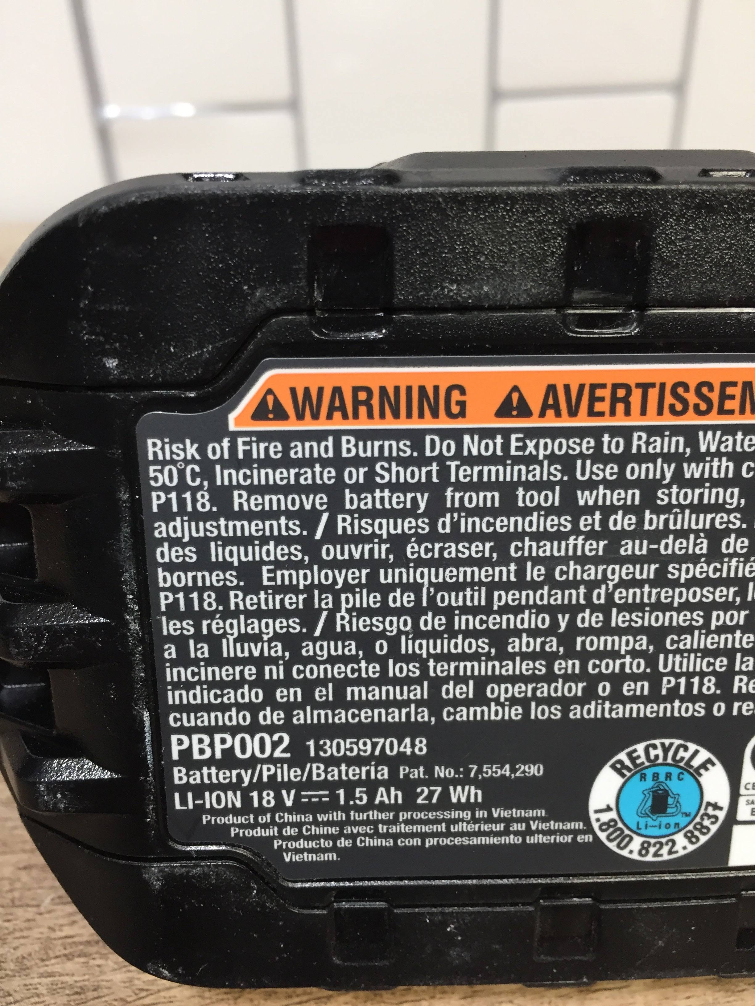 Ryobi One+ HP 18V 1.5Ah Lithium Ion Battery with Onboard Fuel Gauge Pbp002