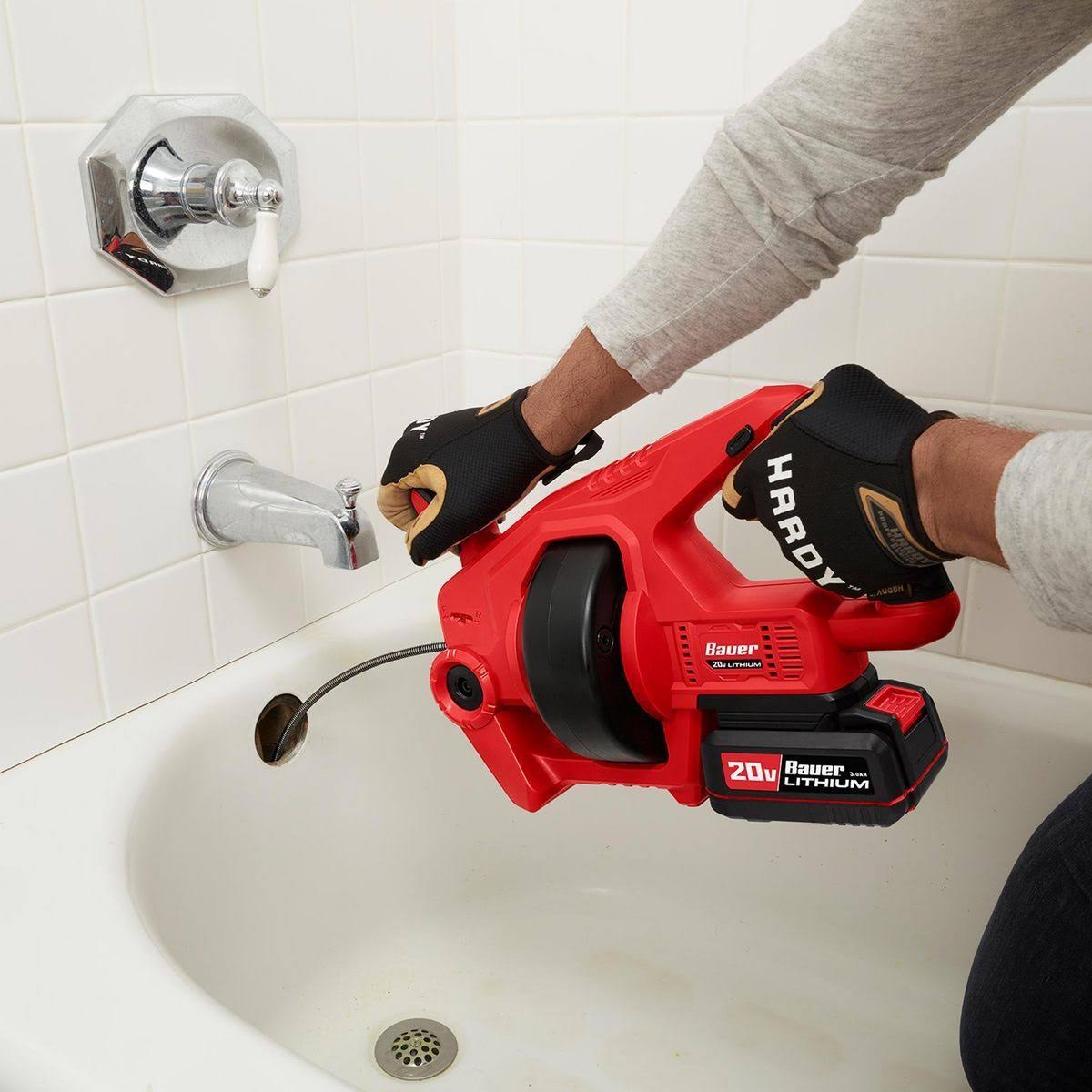 Bauer 20V Cordless Automatic Feed Drain Cleaner- Tool Only