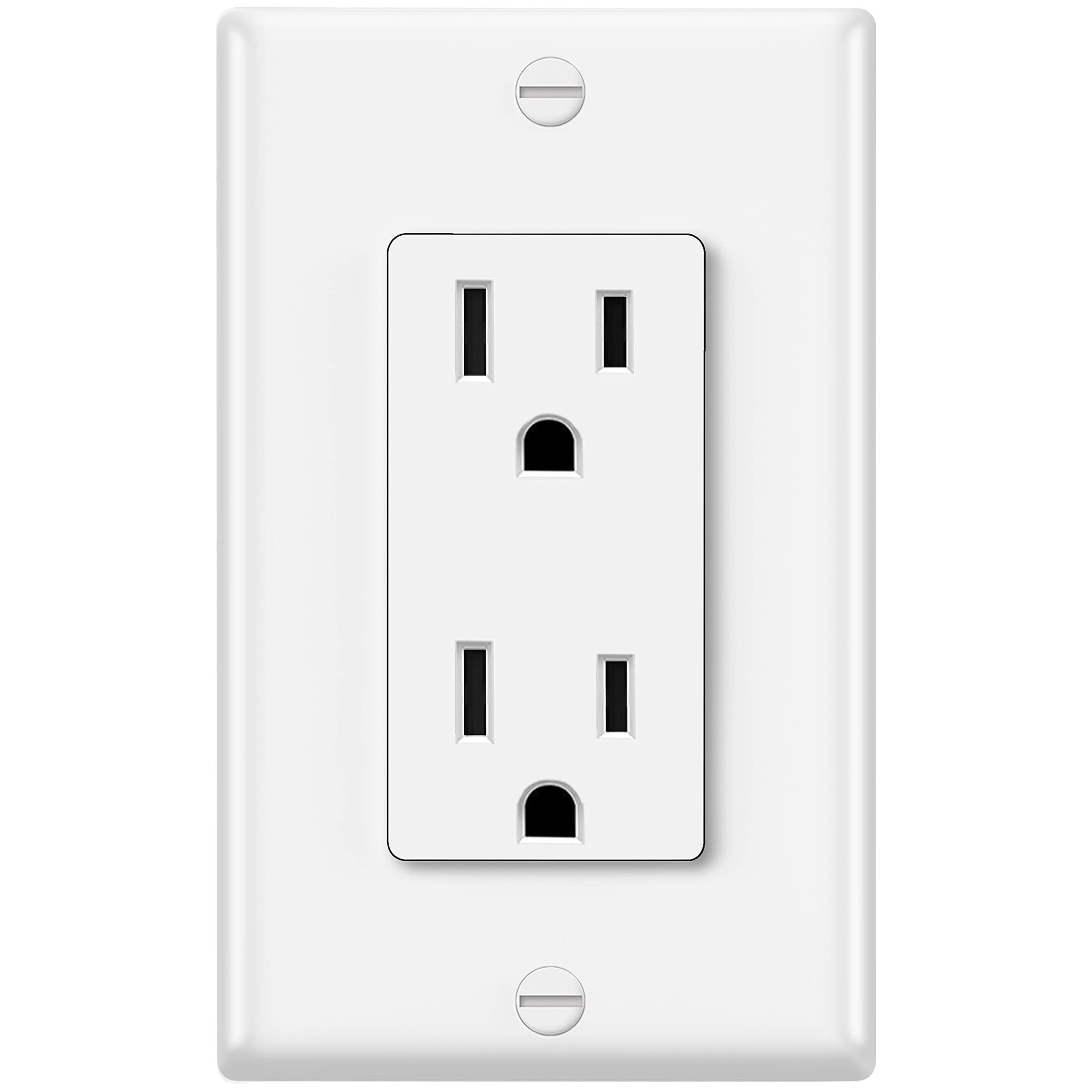 20 Pack- ELECTECK 15 Amp Decorator Outlet with Wall Plate Non-Tamper Resistant and Residential Receptacle UL Listed White