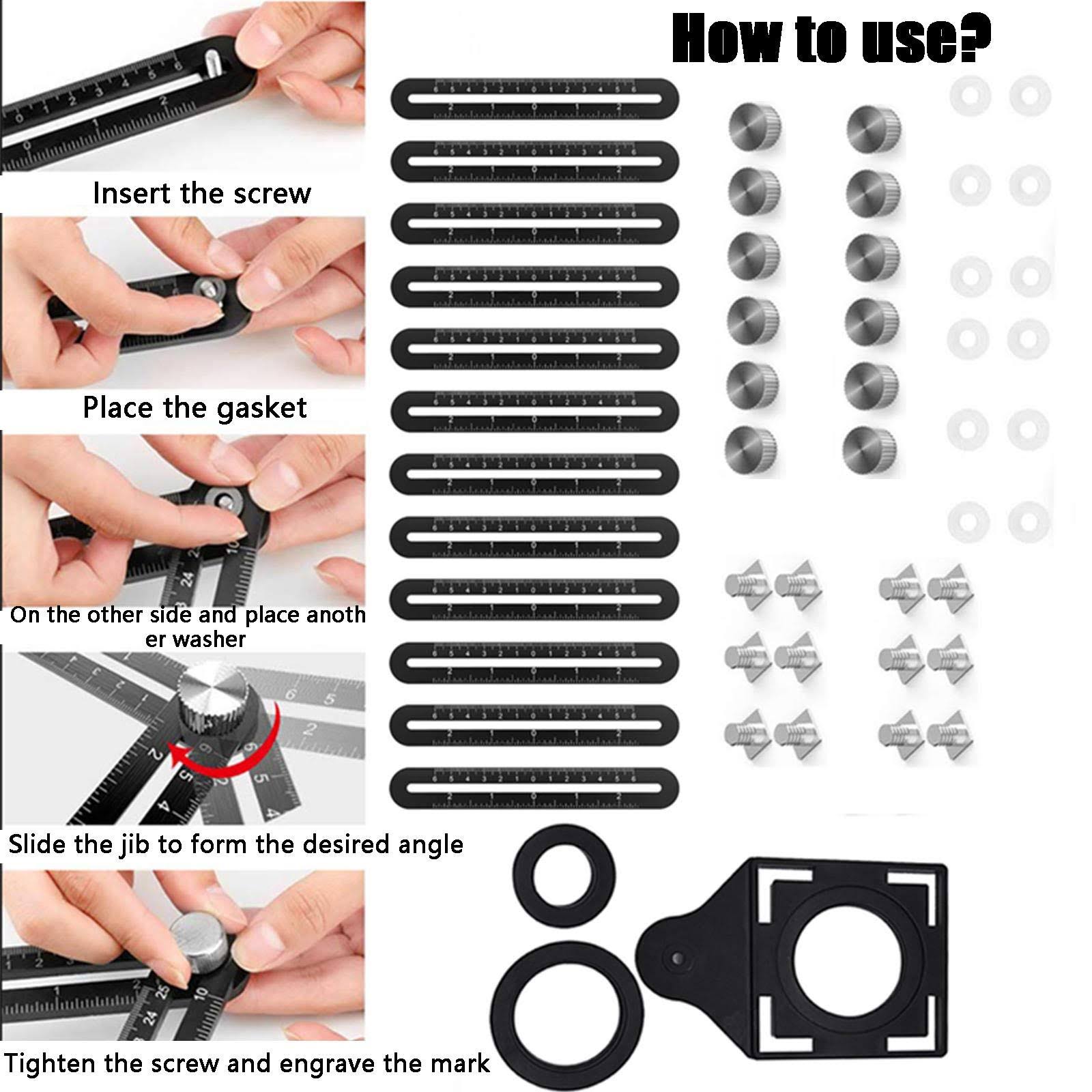 BAWAQAF Multi-Angle Measuring Ruler,Multi Angle Tool,12-Sided Angle Measurement,Tile Holes Measure Ruler with 3-Holes Positioning Apertures,Upgrade