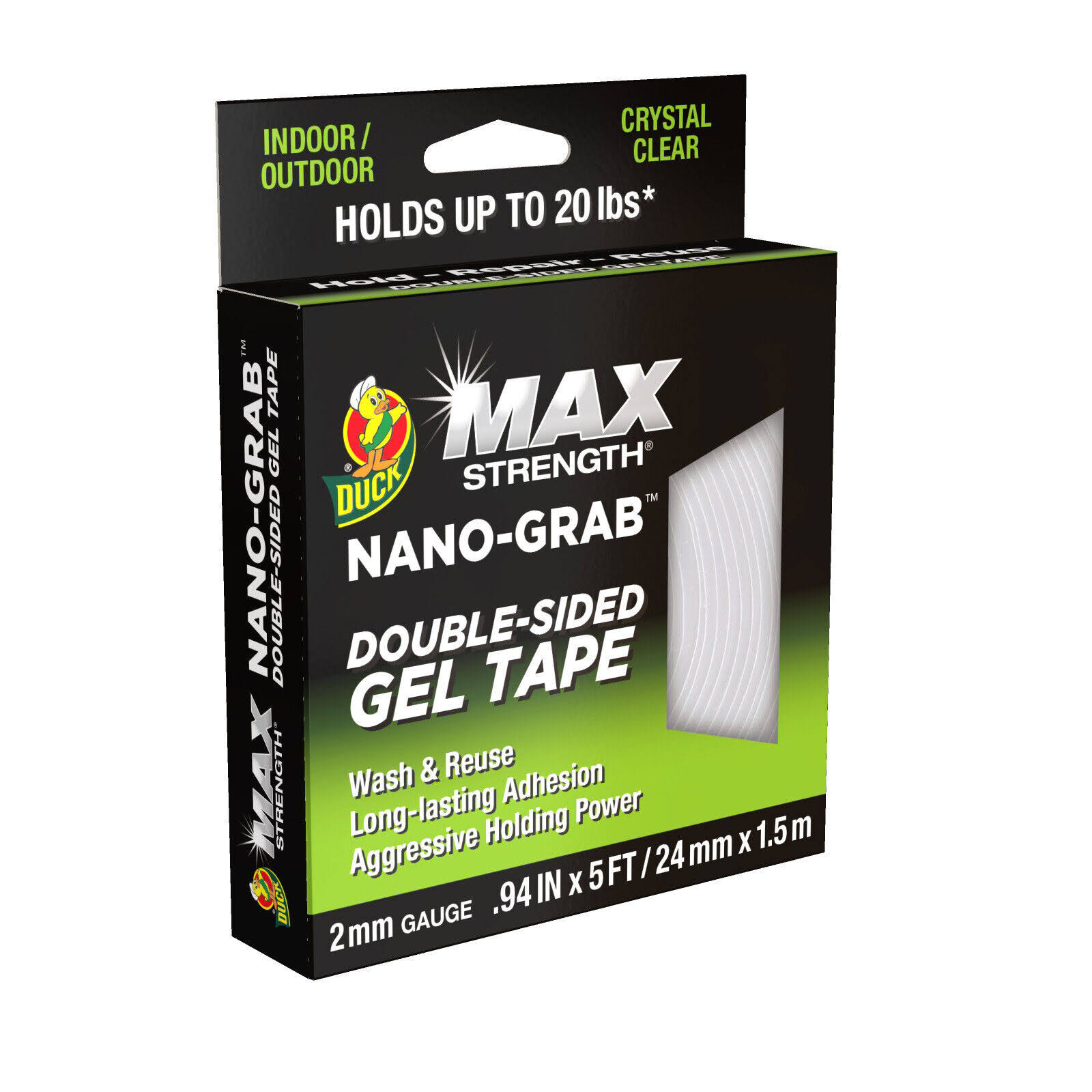 Duck Max Strength Nano-Grab Double-Sided Gel Tape, 0.94