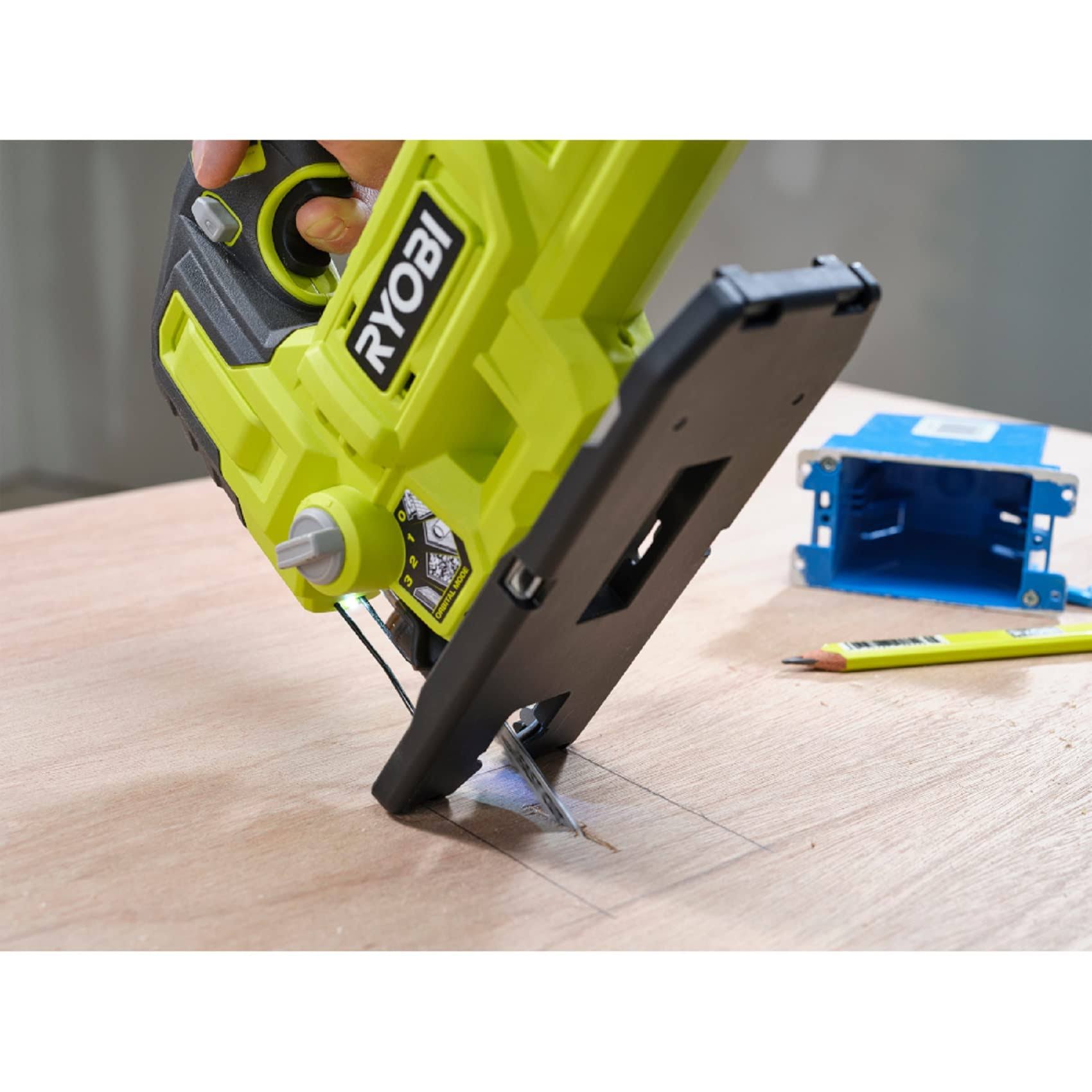Ryobi One+ 18V Cordless Jig Saw (Tool Only) 18 Volt, PCL525B, Green