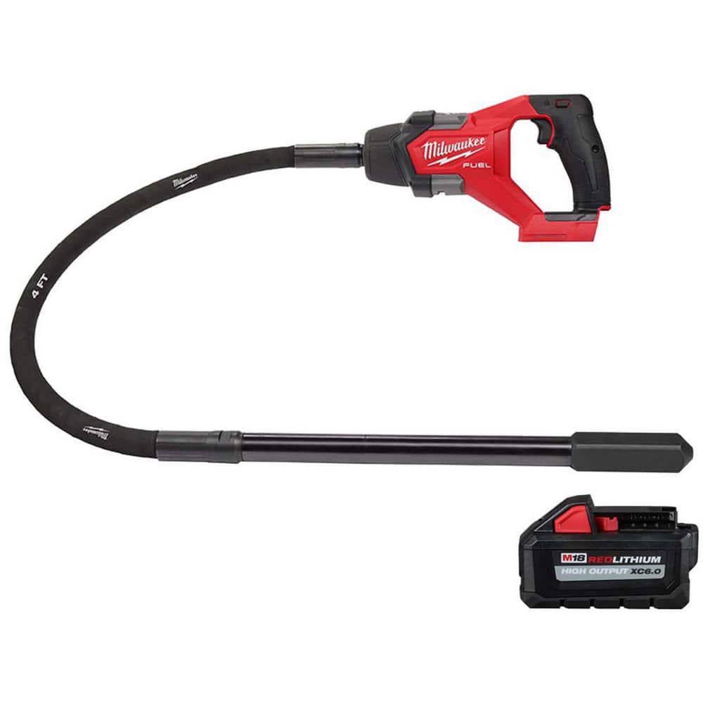 Milwaukee 2910-20-48-11-1865 M18 Fuel 18-Volt Lithium-Ion Brushless Cordless 4 ft. Concrete Pencil Vibrator with (1) 6.0 Ah High Output Battery