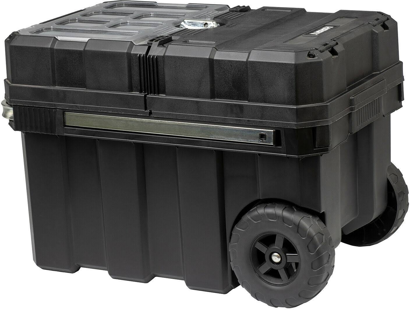 Hart 24in Rolling Tool Box, Resin Tool Storage, Black with Blue