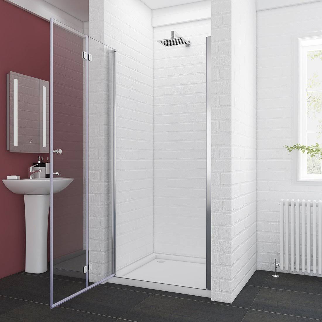 Sunny Shower 36 in. W x 72 in. H Bi-Fold Shower Door Semi-Frameless Hinged Swing Shower Enclosure in Chrome Finish