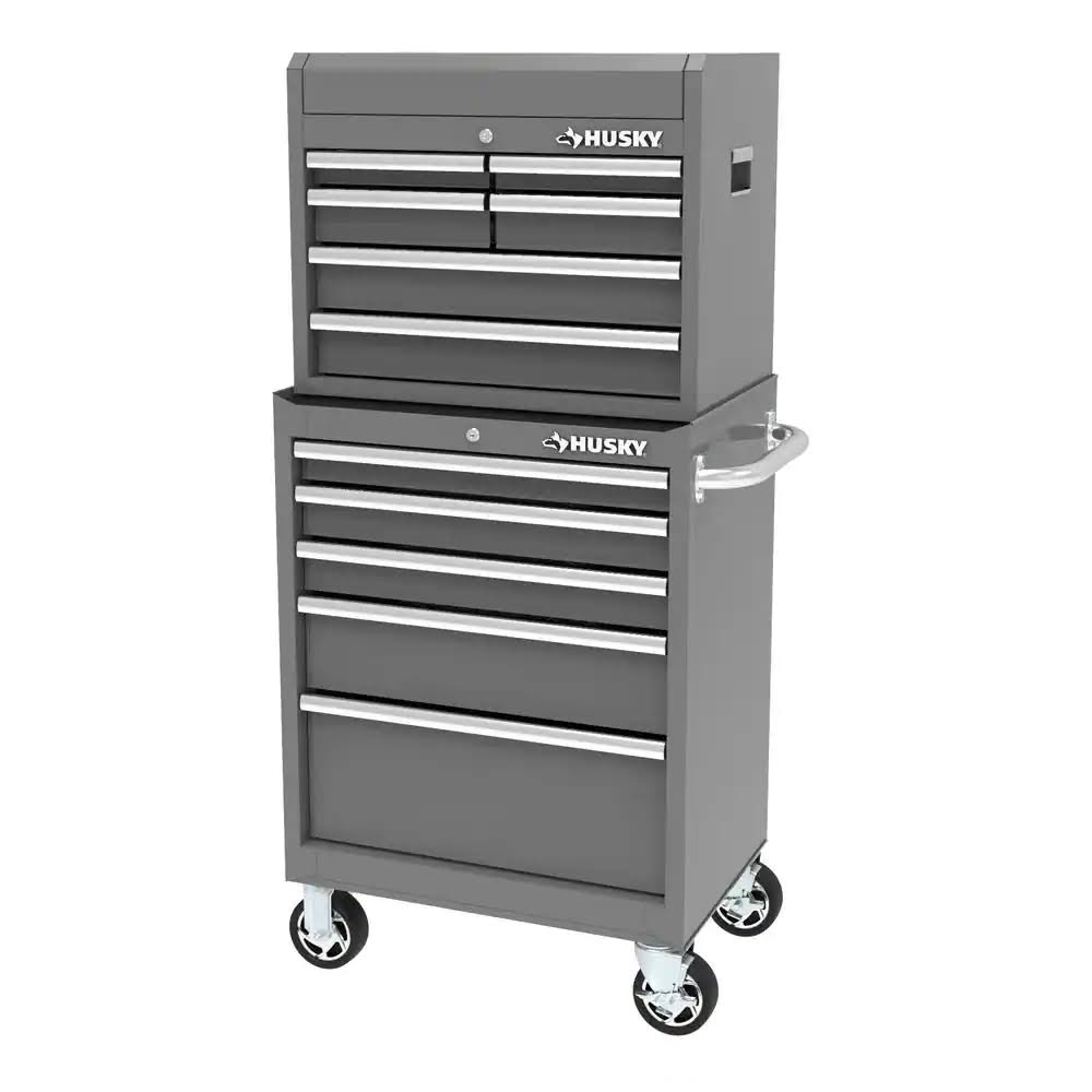 Husky 27 in. 11-Drawer Tool Chest and Cabinet Combo in Glossy Gray