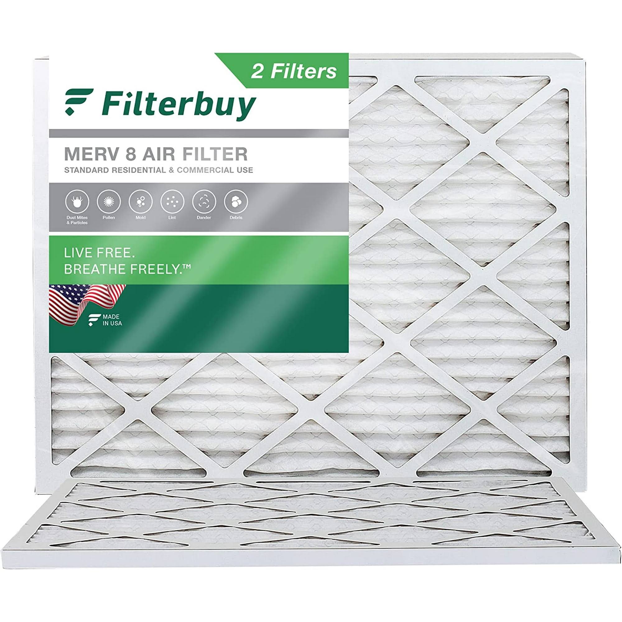 Filterbuy 22x24x1 Air Filter MERV 8, Pleated HVAC AC Furnace Filters Replacement (Set of 2) AFB22x24x1M8pk2