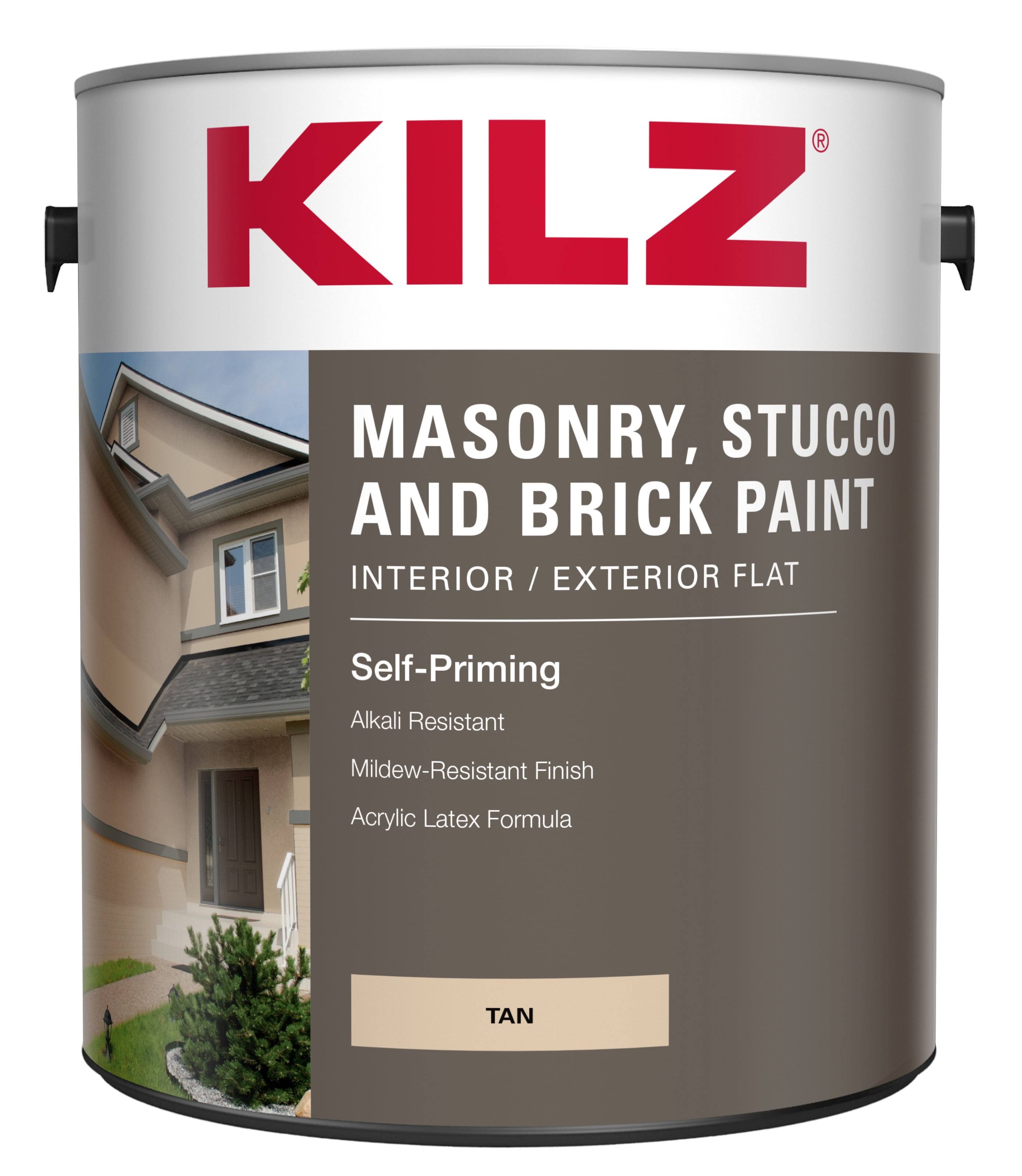Kilz Interior/Exterior Self-Priming Masonry Stucco and Brick Flat Paint 1 Gallon Tan