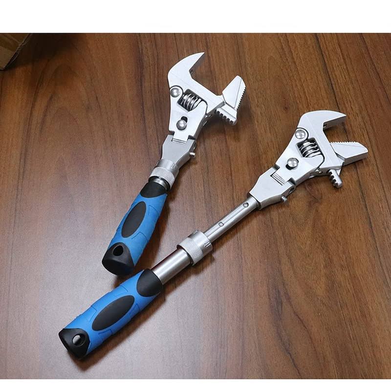 YWHWLX 10 inch Adjustable Wrench, 5 in 1 Ratchet Wrench 180 Degree Folding Spanner Manual Tool for Plumbing Auto Repair Home Maintenance