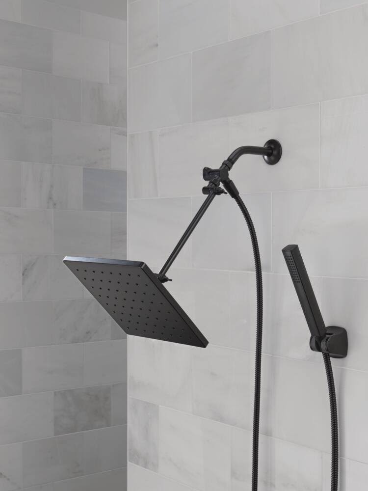 Delta Universal Showering Components: 10 inch Raincan Shower Head & Hand Held Combo with Adjustable Extension Arm Matte Black