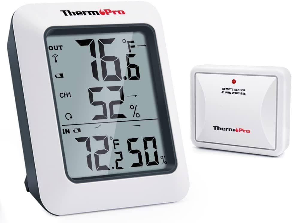 ThermoPro TP-60S Digital Hygrometer Indoor Outdoor Thermometer Humidity Monitor,