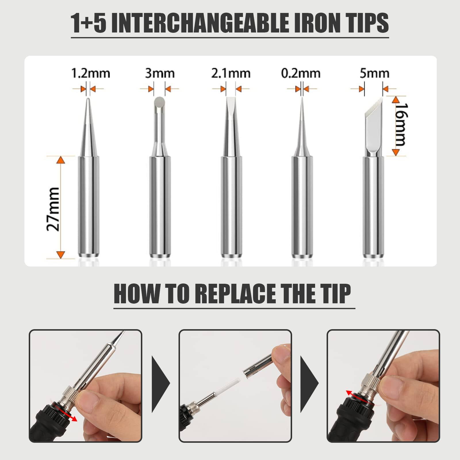 Soldering Iron Kit, 60W Soldering Iron with Interchangeable Iron Tips, 10-in-1 Adjustable Temperature Soldering Welding Iron Kit for Any Hobby