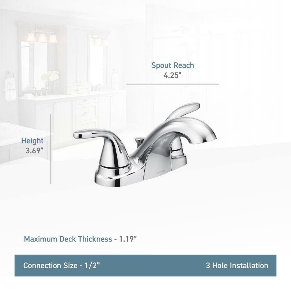Moen Adler 4 in. Centerset 2-Handle Bathroom Faucet in Chrome 2-Pack Grey