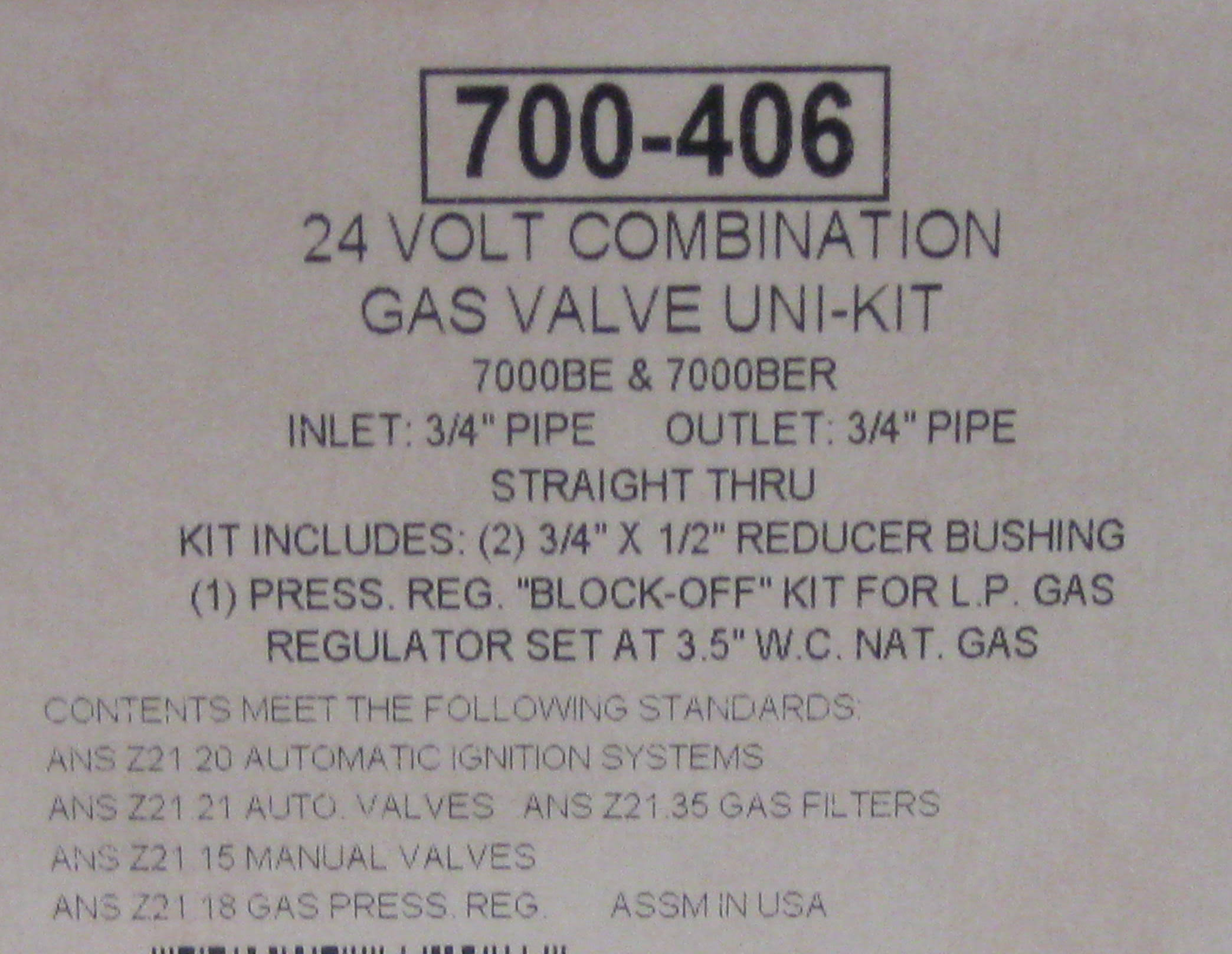 Robertshaw 700-406 GAS Valve