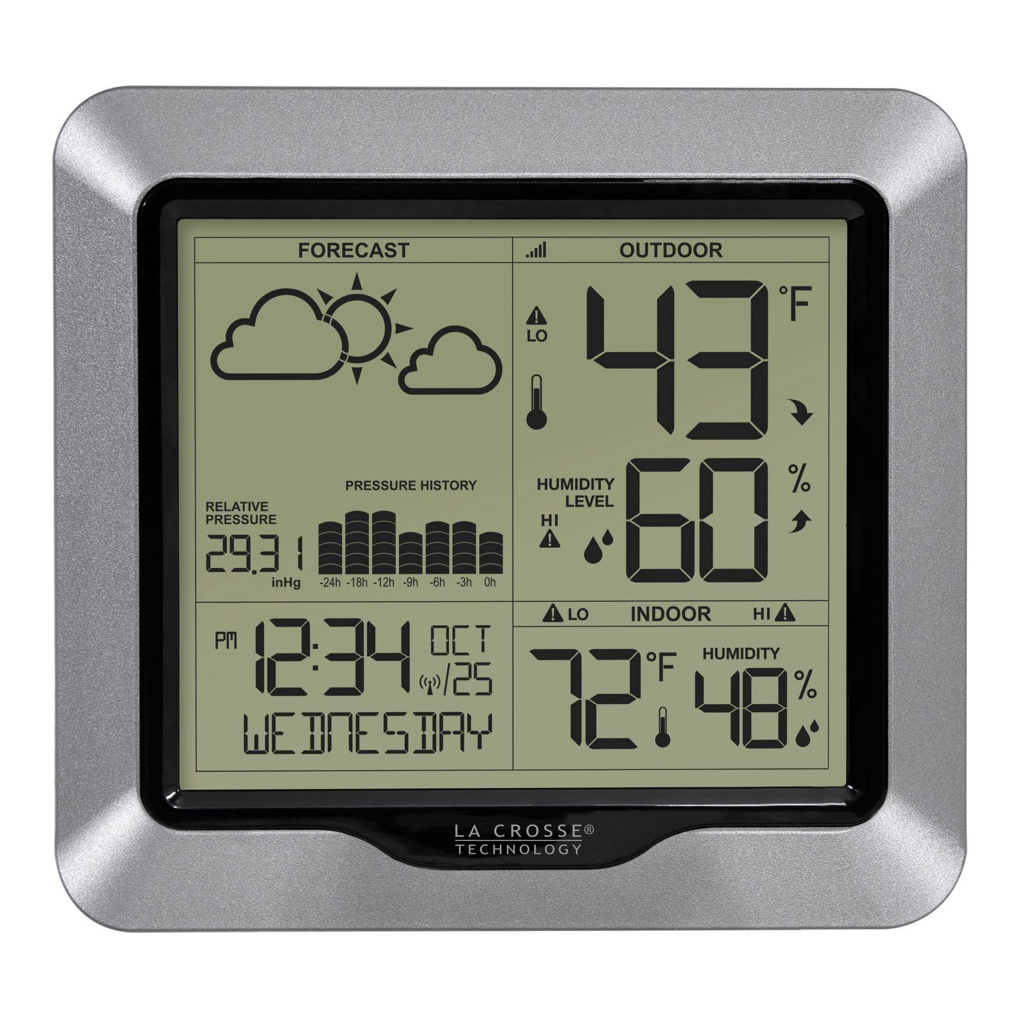 Lacrosse Technology Weather Station with Forecast and Atomic Time- Silver
