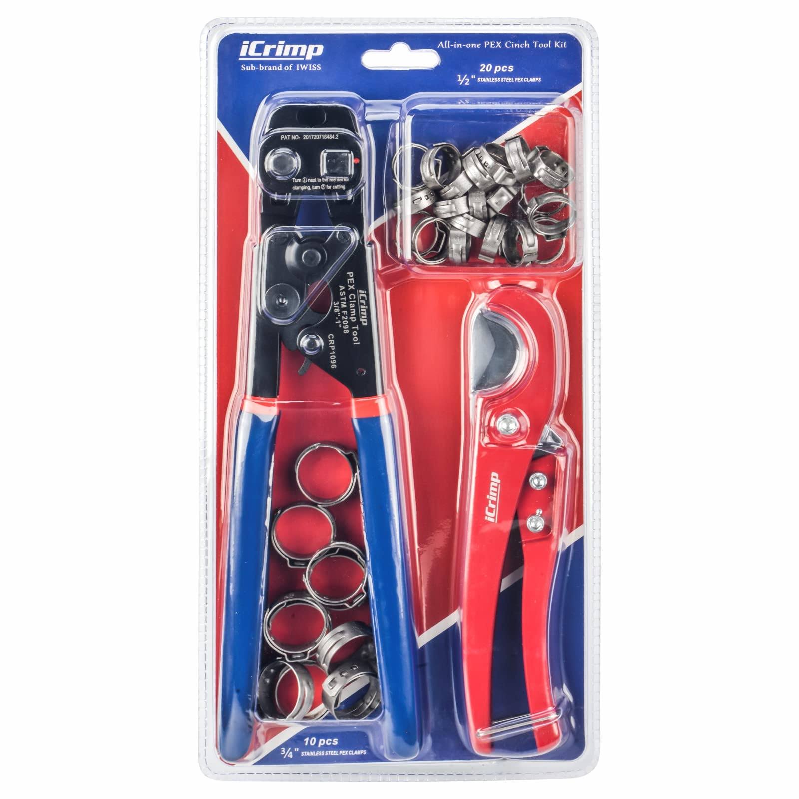 iCrimp Ratchet PEX Cinch Tool with Removing Function for 3/8 to 1-Inch Stainless