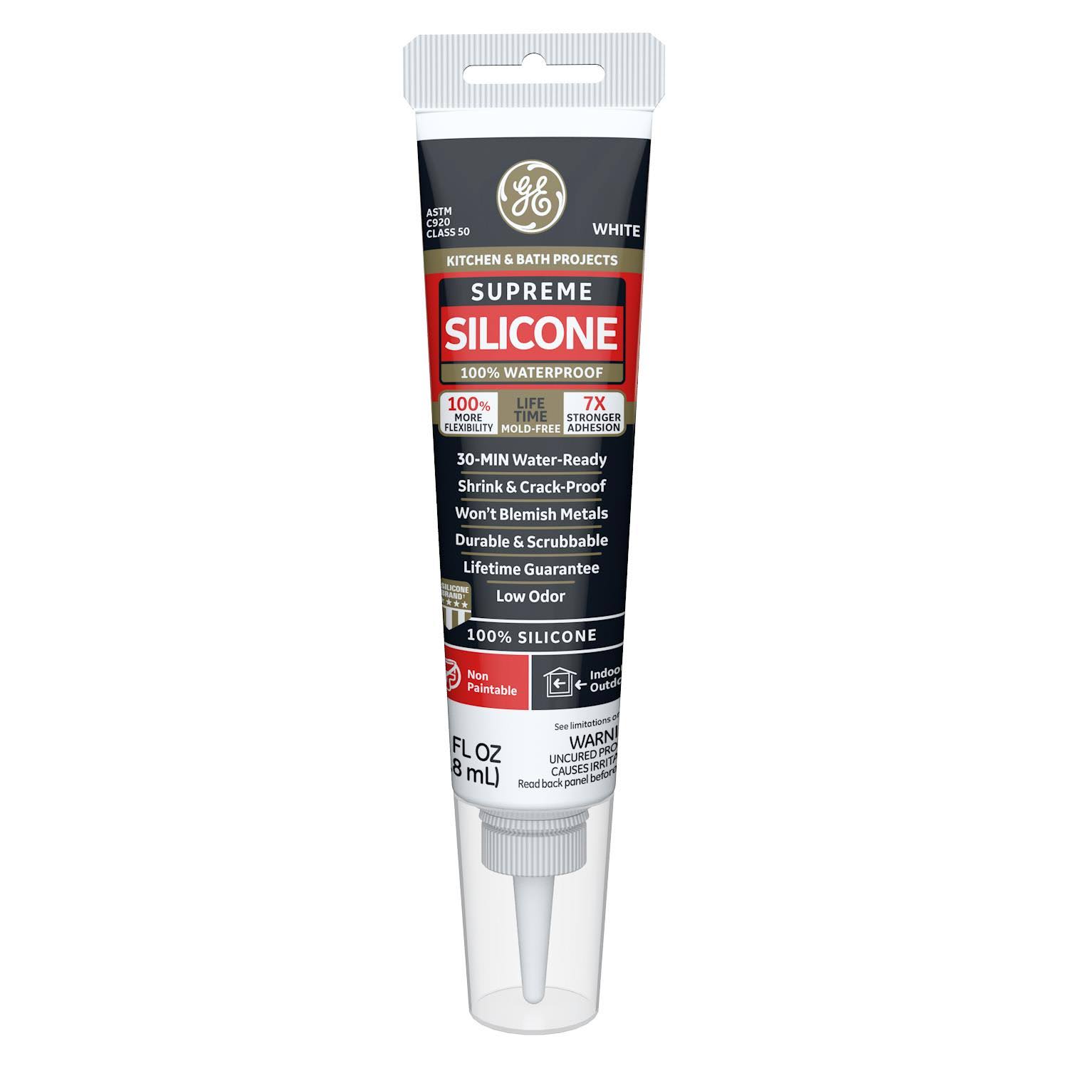GE- Supreme Silicone Kitchen & Bath White 2.8 oz Squeeze Tube