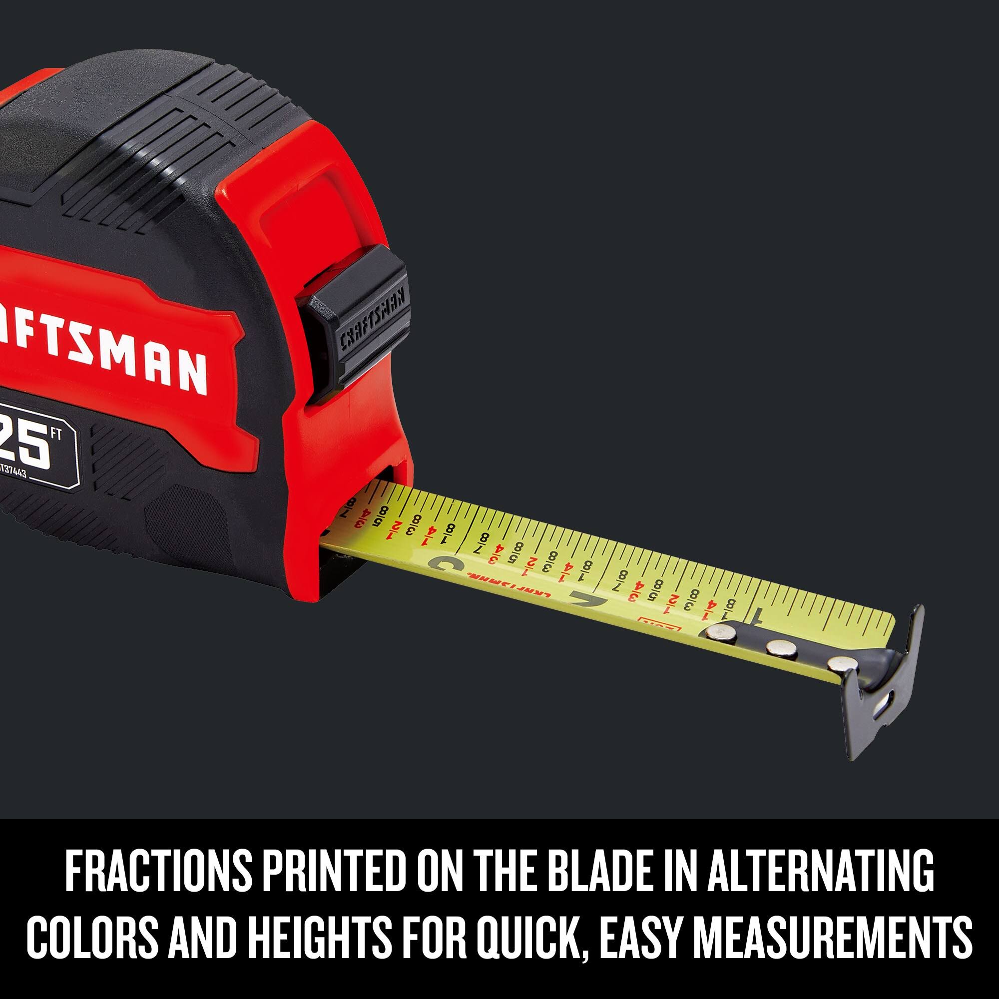 Craftsman Compact Easy Grip 2-Pack 25-ft Tape Measure Rubber | CMHT95625NRBT