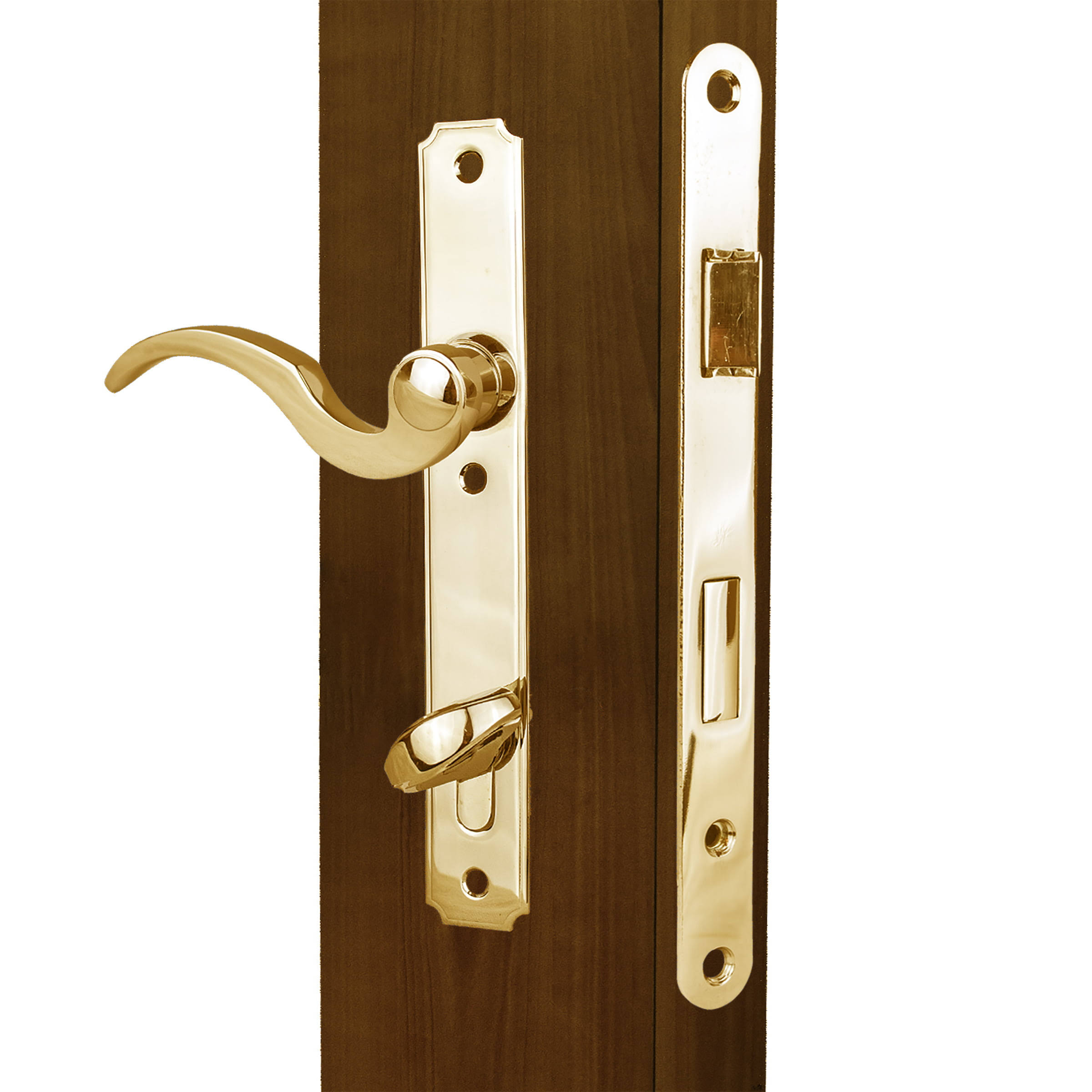 Taco Series Bright Brass Entry Door Lever with Thumbturn Lock DL-ML800-US3
