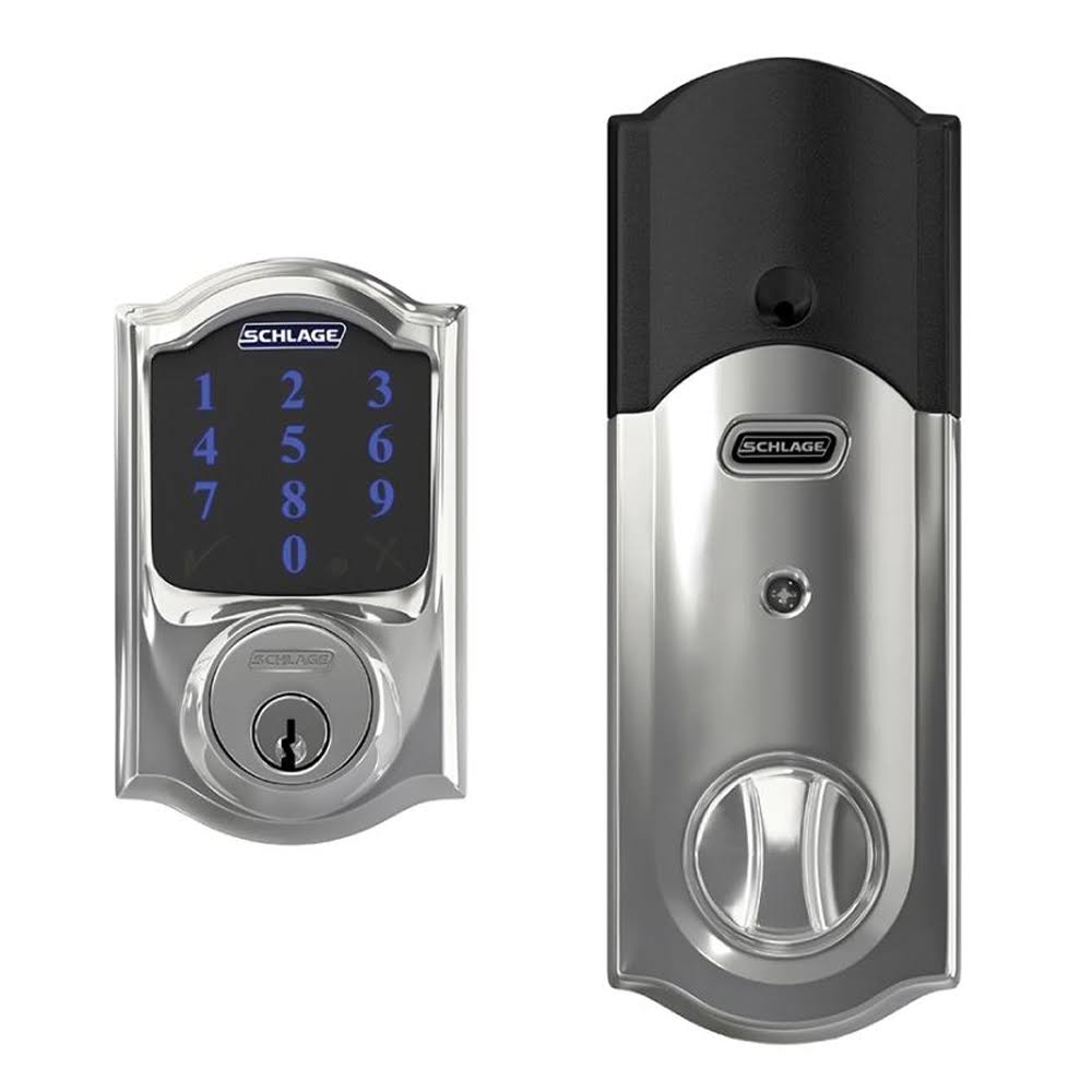 Schlage BE469NX-CAM Connect Camelot Touchscreen Electronic Deadbolt- Chrome, Silver