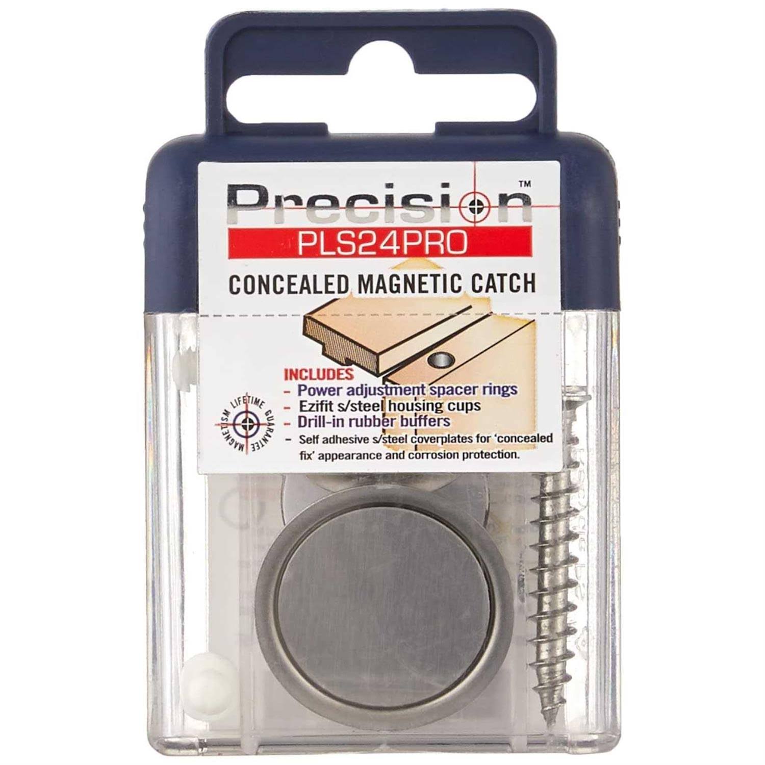 Precision Lock PLS-24 Pro Concealed Magnetic Catch, Silver