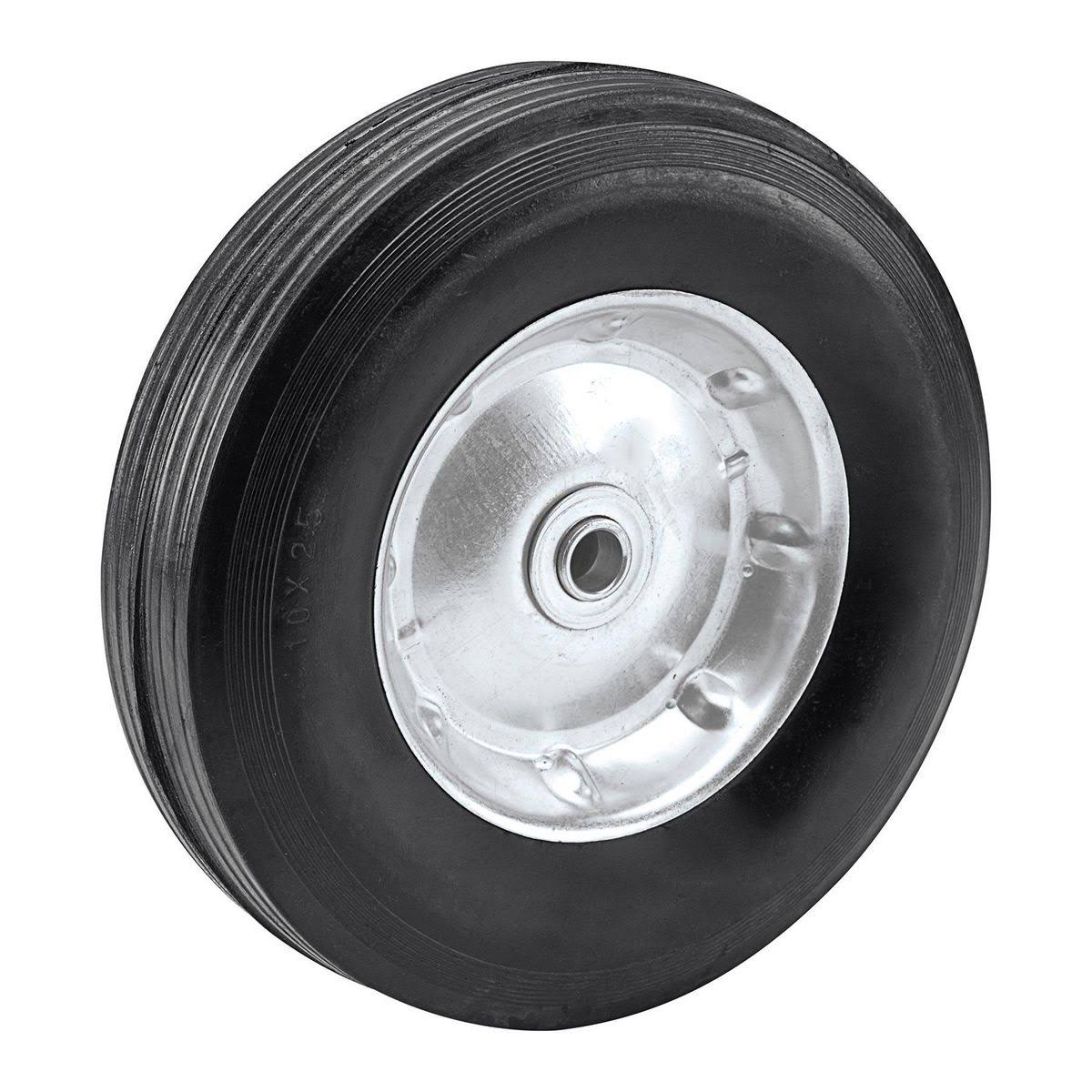 Haul Master 35459 10 in. Solid Rubber Tire with Steel Hub, Silver