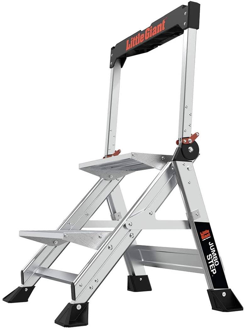 Little Giant Ladders, Jumbo Step, 2-Step, 2 Foot, Step Stool, Aluminum, Type 1AA, 375 lbs Weight Rating, (11902), Silver