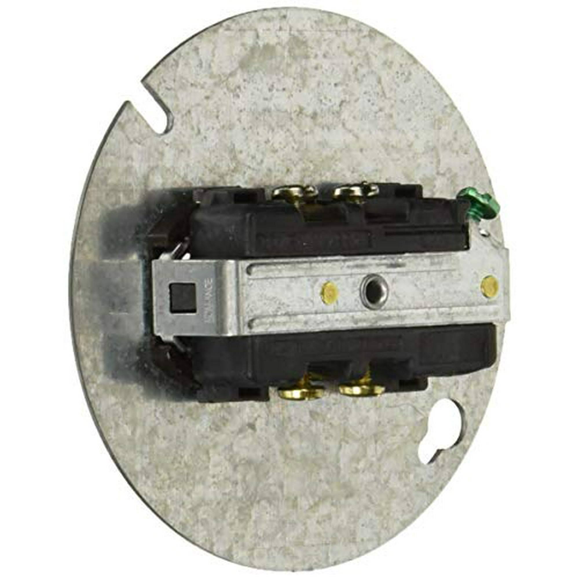 Leviton 5042 15 Amp 125 Volt Duplex Receptacle on 4-Inch Cover Zinc Plated Steel