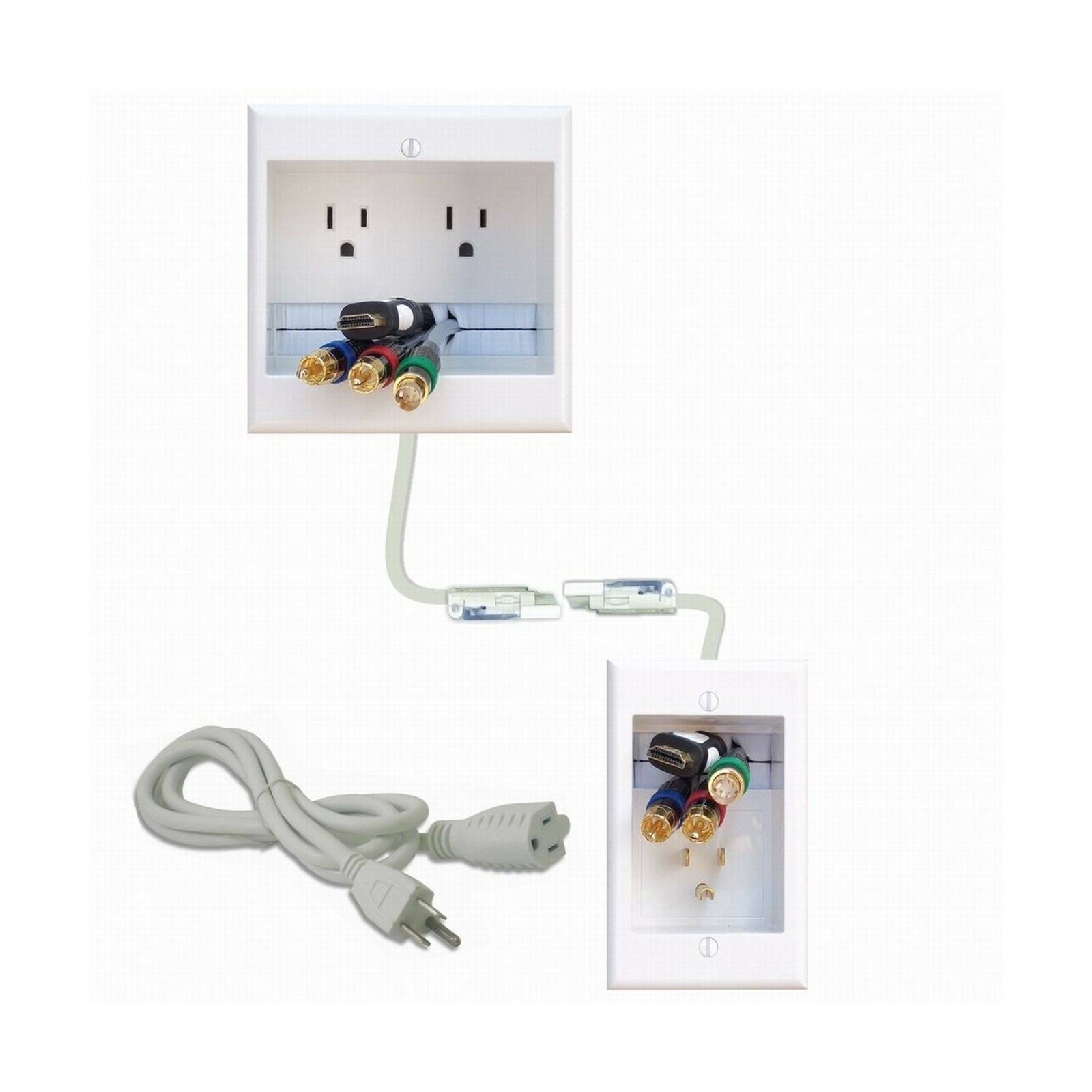 PowerBridge TWO-CK Dual Outlet Recessed In-Wall Cable Management
