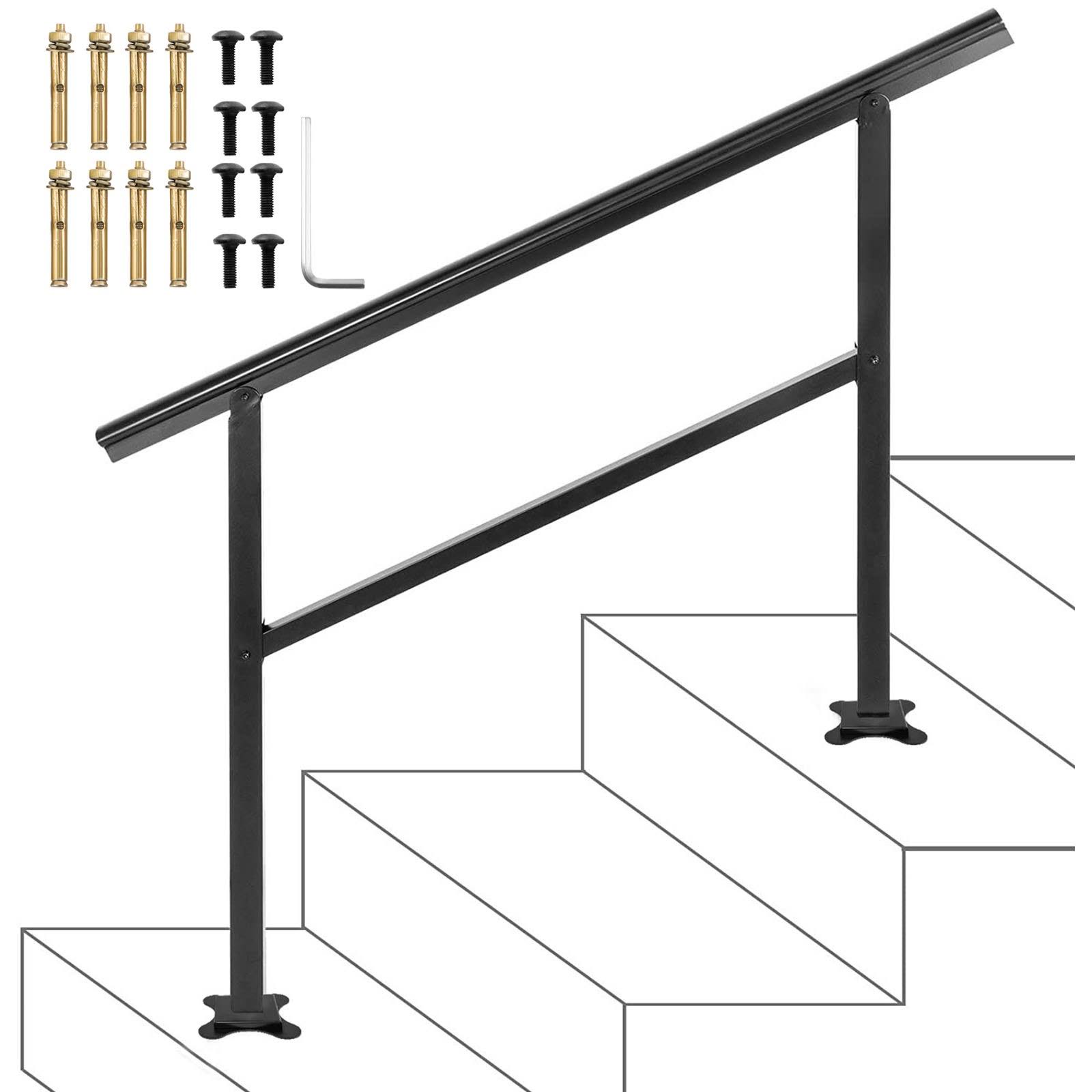 VEVOR Handrail Outdoor Stairs 47.6 x 35.2 inch Outdoor Handrail Outdoor Stair Railing Adjustable from 0 to 30 Degrees Handrail for Stairs Outdoor
