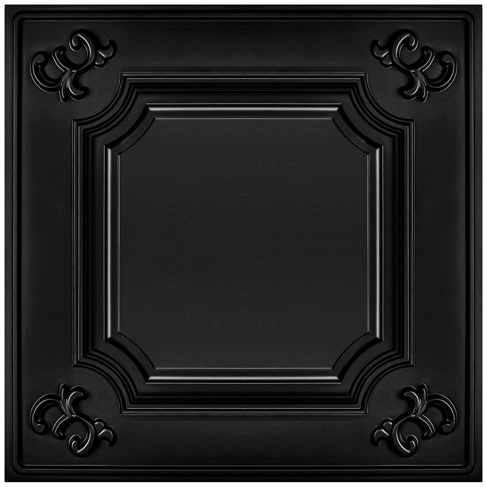 Art3d 2x2ft PVC Drop Ceiling Tiles,Lay-in Ceiling Tiles,Glue Up Ceiling Tiles- Black