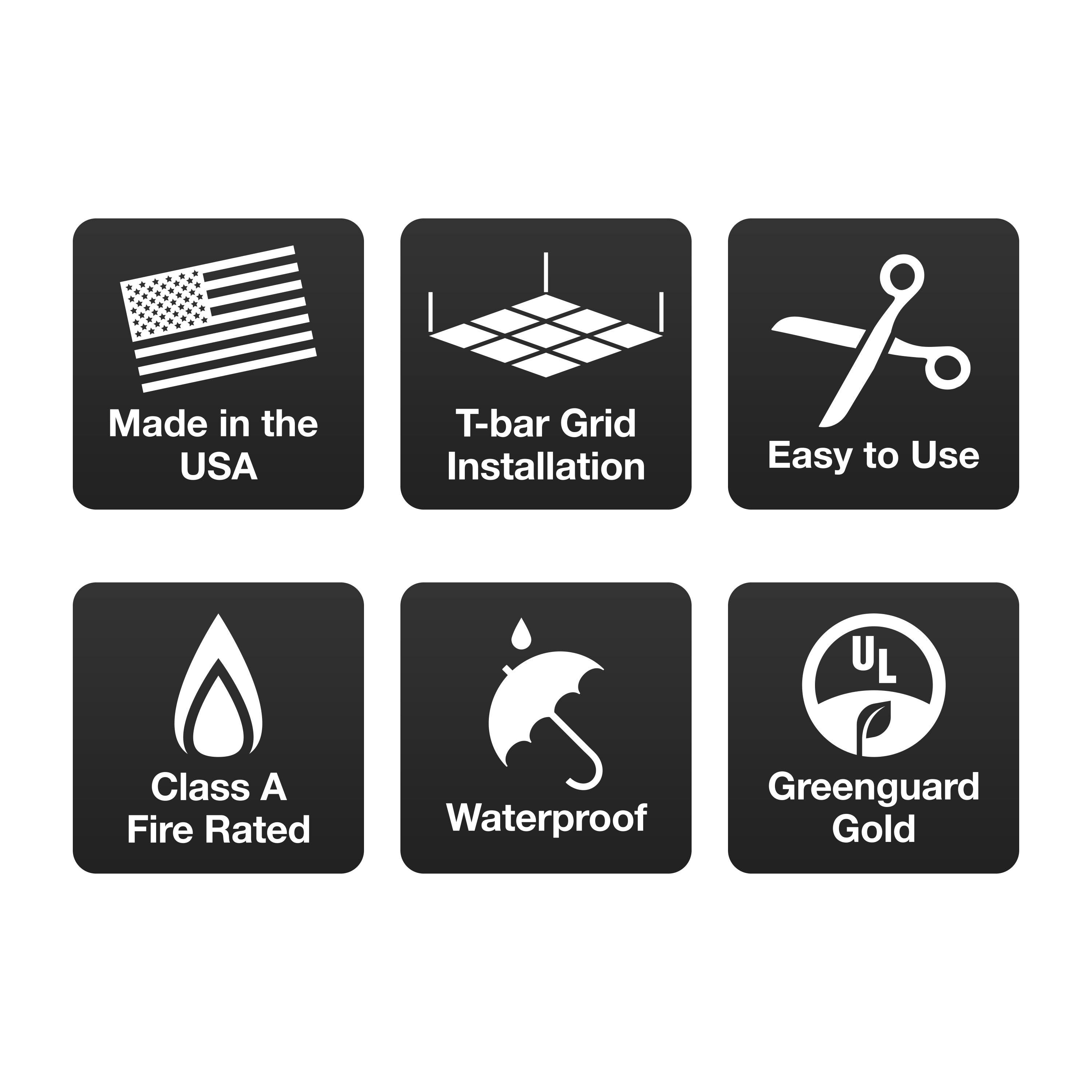 Ceilume Stratford Feather-Light Black 2 ft. x 4 ft. Lay-In Ceiling Panel (Case of 10)