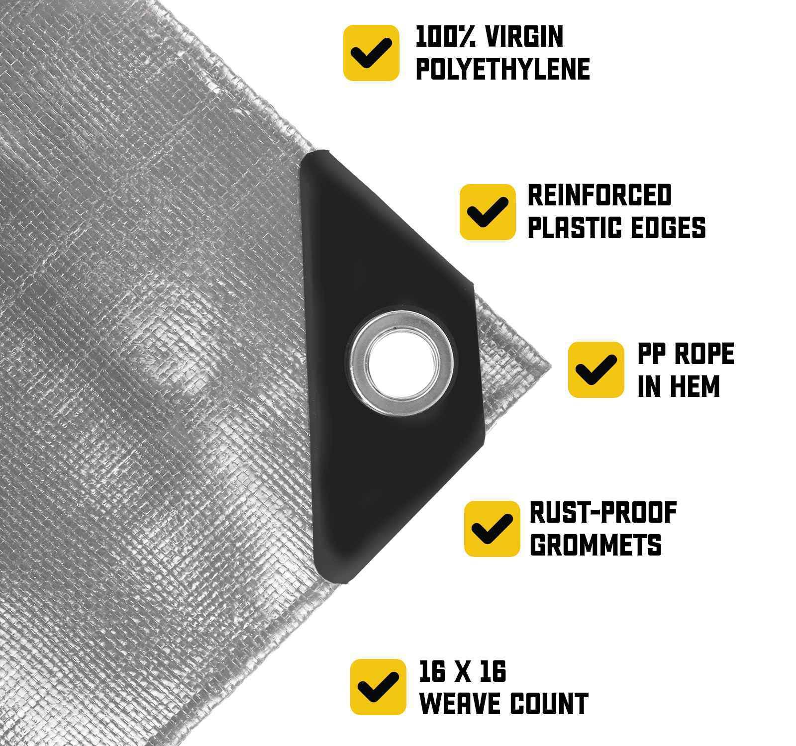 Core Tarps 16 ft. x 20 ft. Tarp, 20 mil, Silver/Black