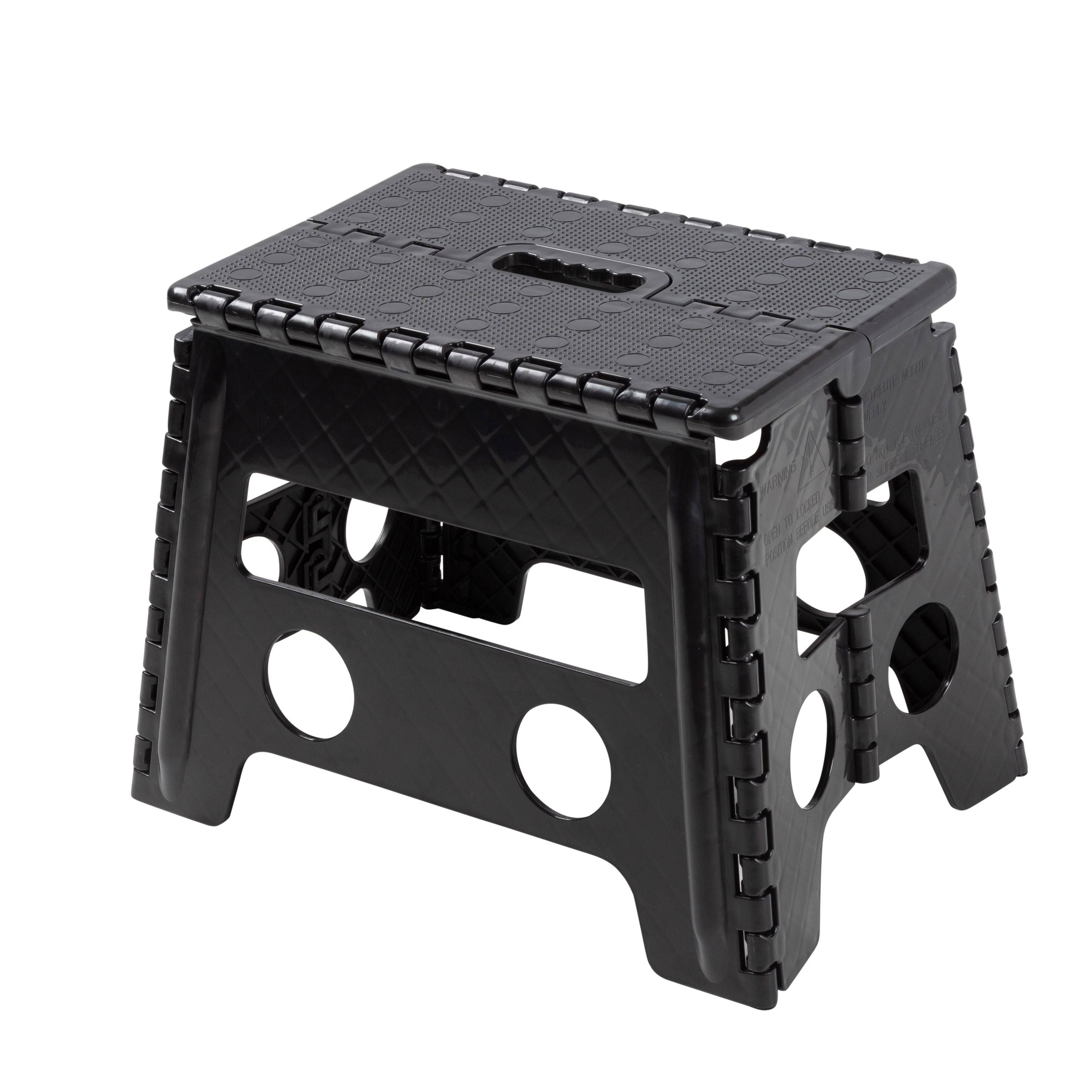 Mainstays One Step Folding Step Stool, Black Plastic