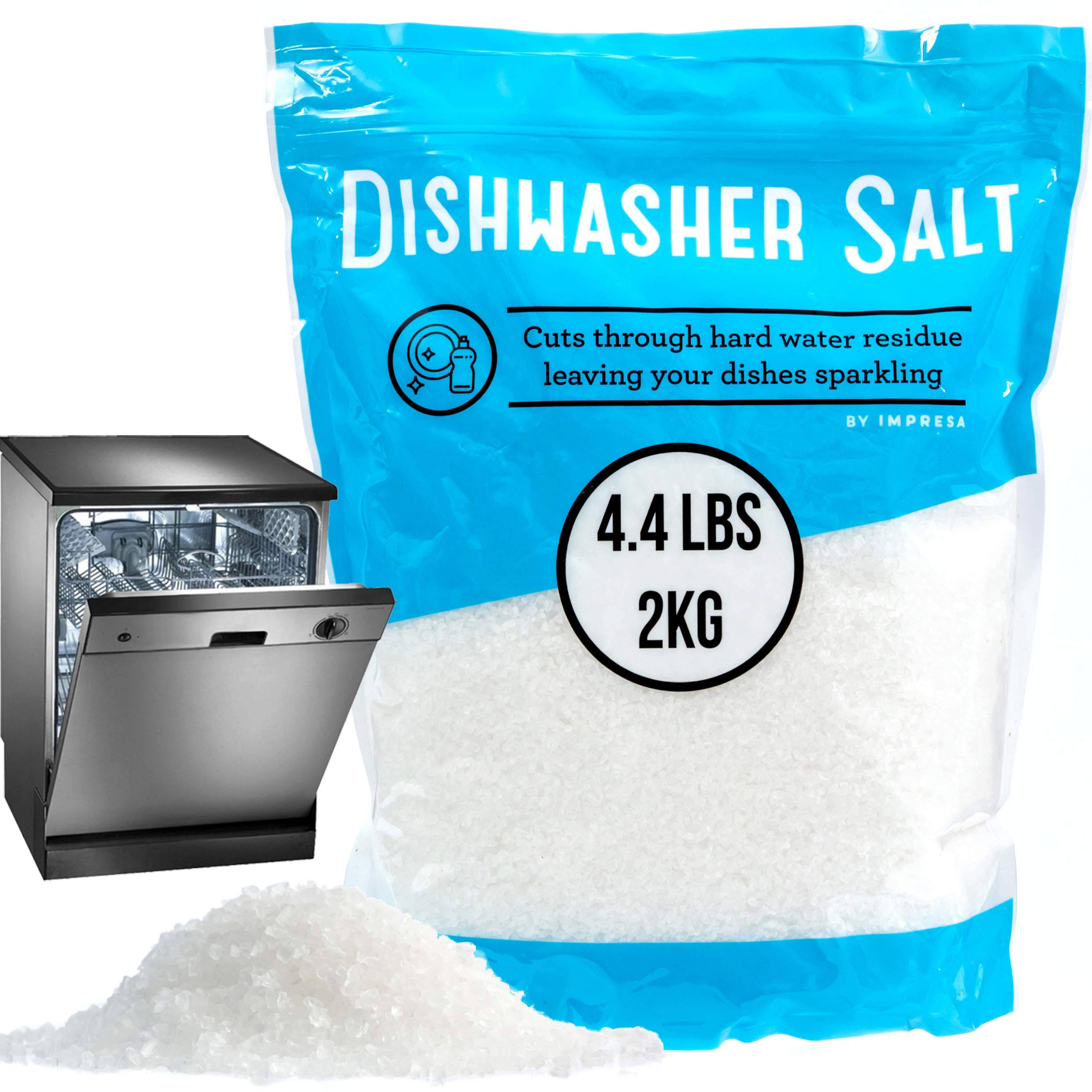 4.4 lb Dishwasher Salt- Water Softener Salt- Compatible with Bosch, Miele, Whirlpool, Thermador and More (2 kg)