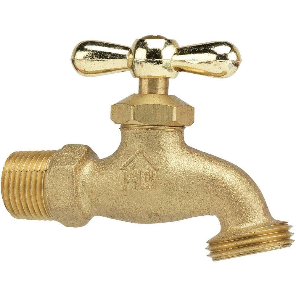 Homewerks 3/4 in. MIP and 1/2 in. FIP x 3/4 in. MHT Lead Free Brass Hose Bibb Valve