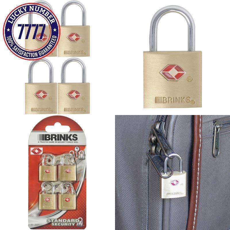 Brinks TSA Approved 22mm Luggage Lock, Brass- 4 pack