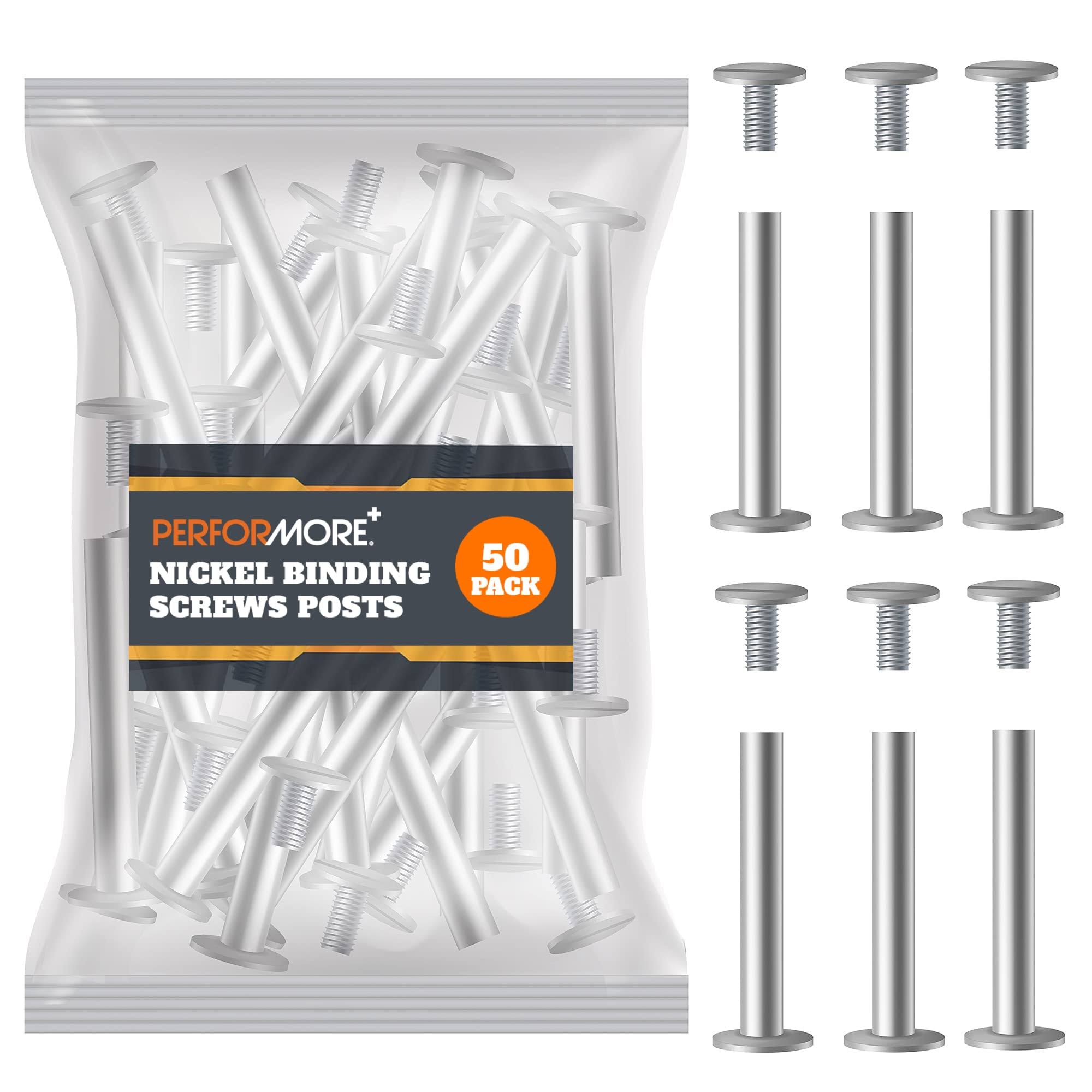 50 Pack of Chicago Screw Post Binding Screws, 30mm Nickel Plated Metal Screw Posts