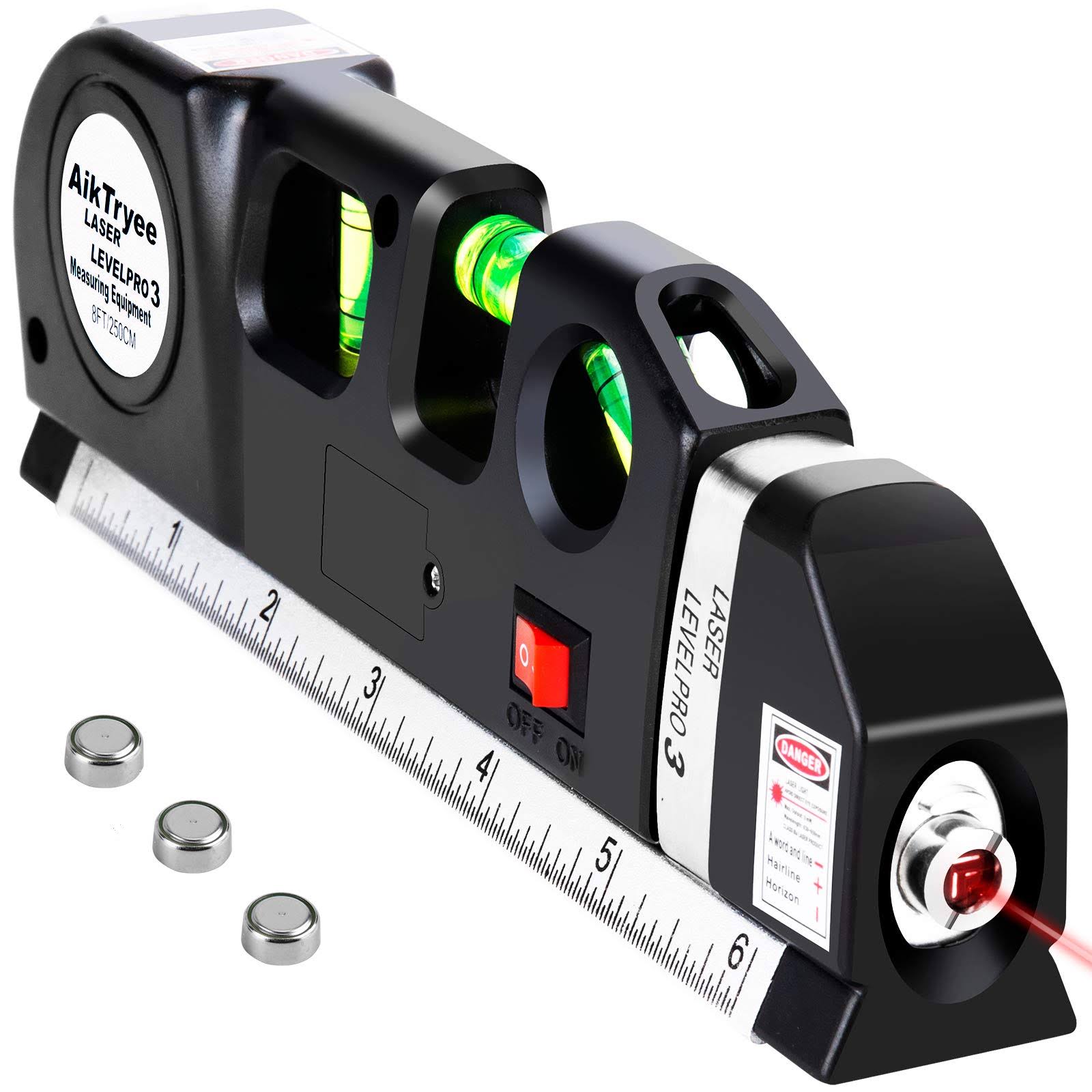 Laser Level Line Tool, Multipurpose Laser Level Kit Standard Cross Line Laser Level Laser Line Leveler Beam Tool with Metric Rulers 8ft/2.5m for