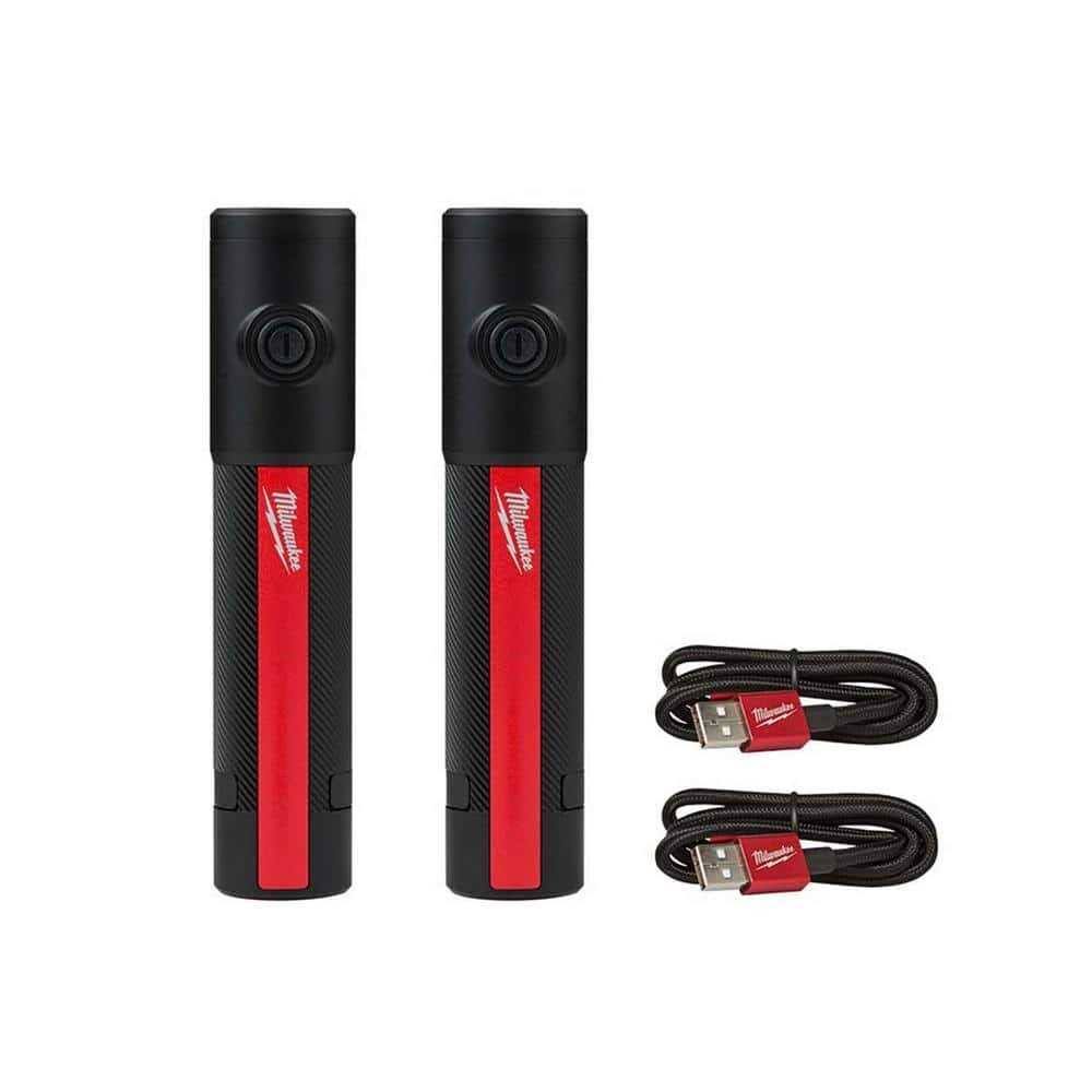 Milwaukee 2011R-2011R 500 Lumens EDC Everyday Carry Internal Rechargeable Flashlight with Magnet (2-Pack)