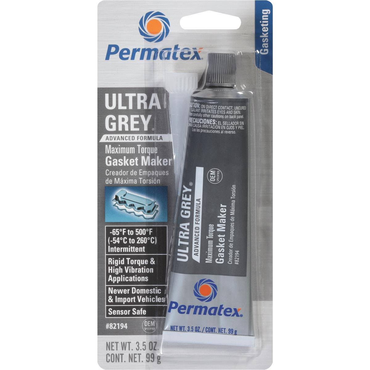 Permatex Oil Resistance High Torque Gasket Maker, Ultra Gray- 3.5 oz tube
