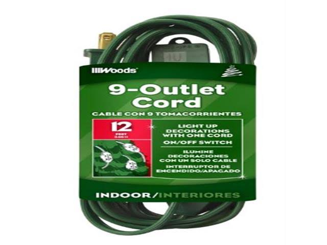 Woods 9-Outlet Cord, Indoor, 12 Ft