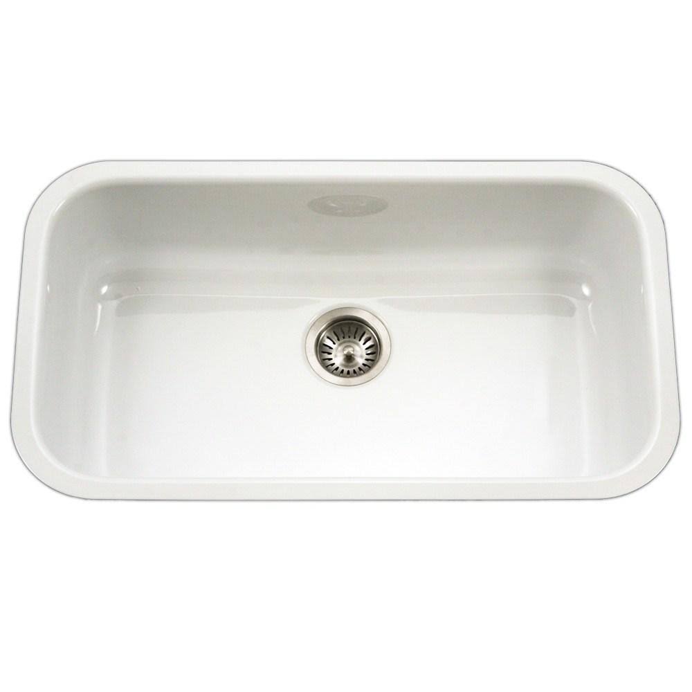 Houzer 1-Bowl Undermount Enameled Steel Kitchen Sink in White