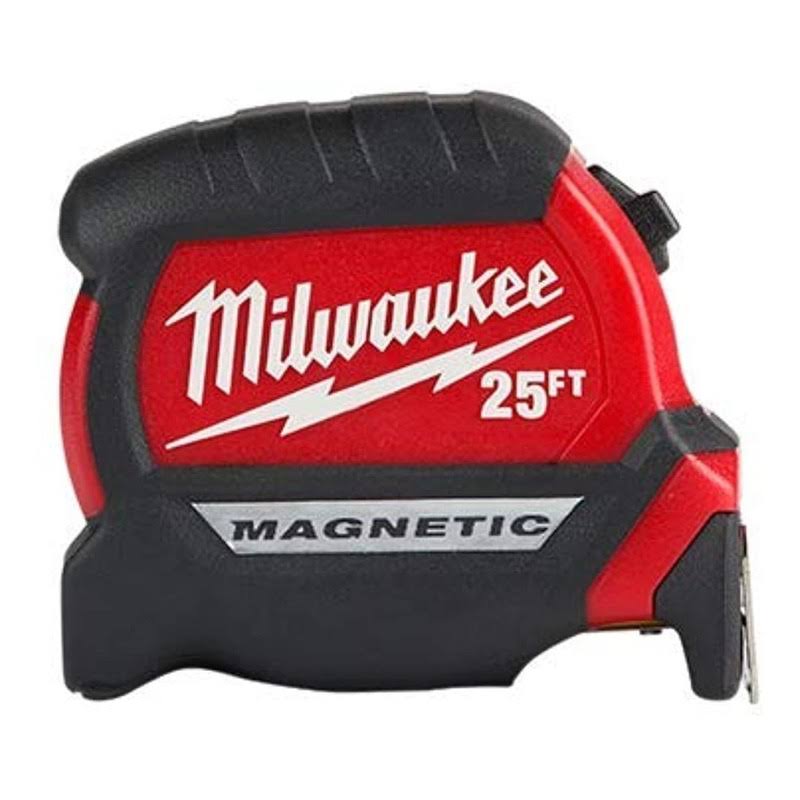 Milwaukee 48-22-0325 Compact Wide Blade Magnetic Tape Measures, Black