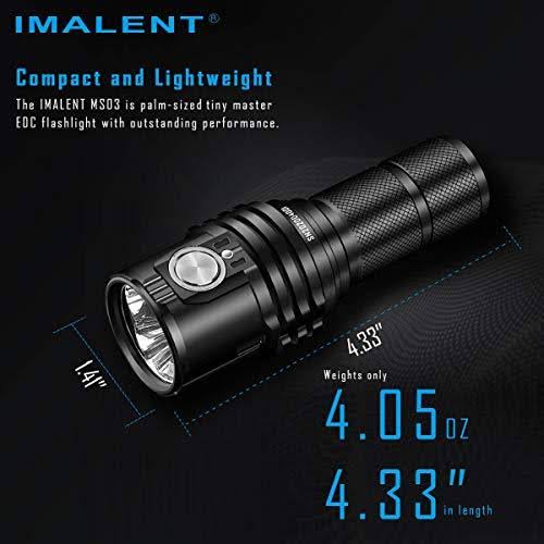 IMALENT MS03 LED Flashlight 13000 Lumens, with Uses 3 Pcs Cree XHP70.2 LEDs, Tactical Flashlight